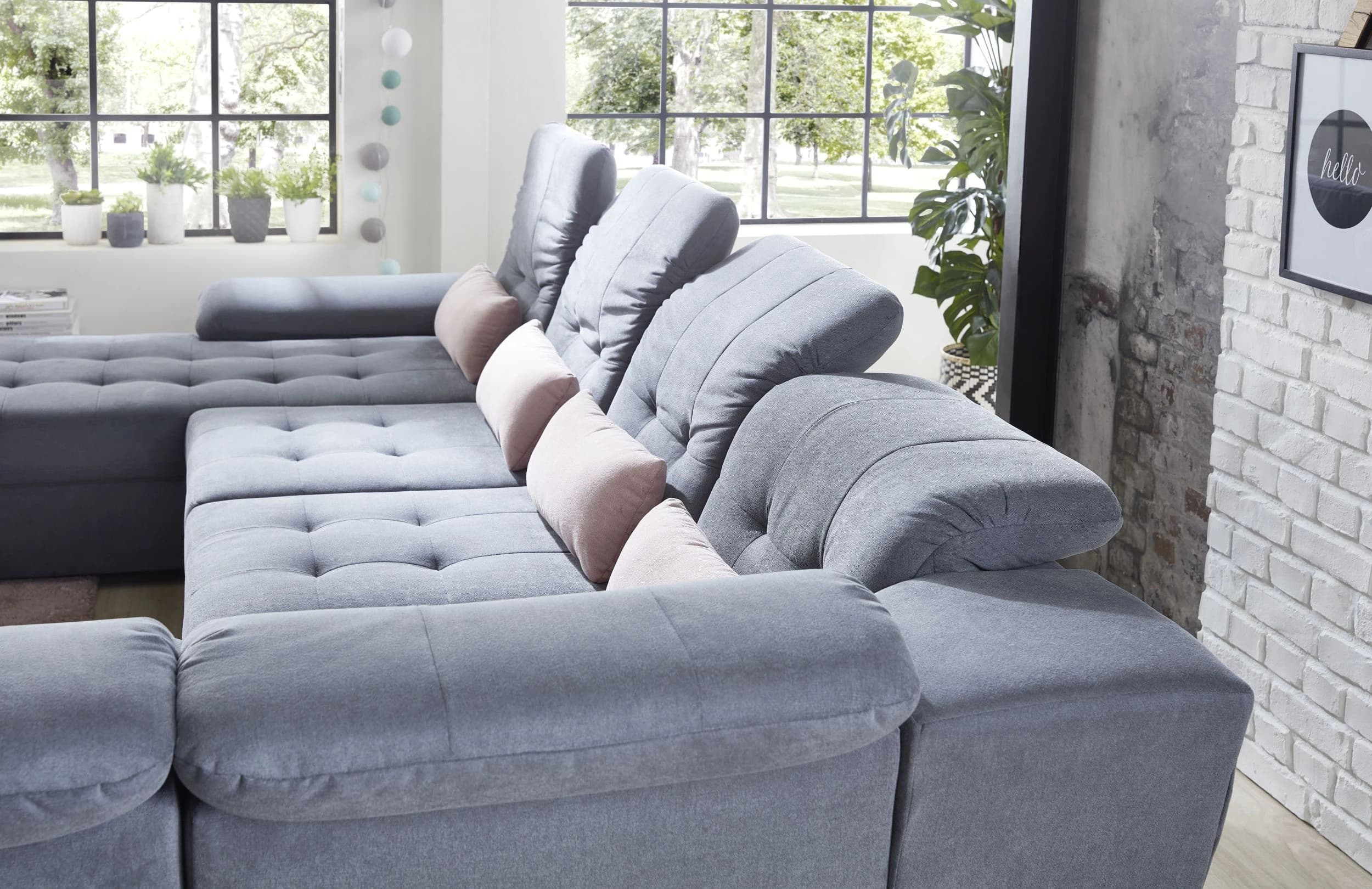 Wohnlandschaft - Longchair links, 3-Sitzer, Ecke rechts inkl. Schlaffunktion, Bettkasten, 