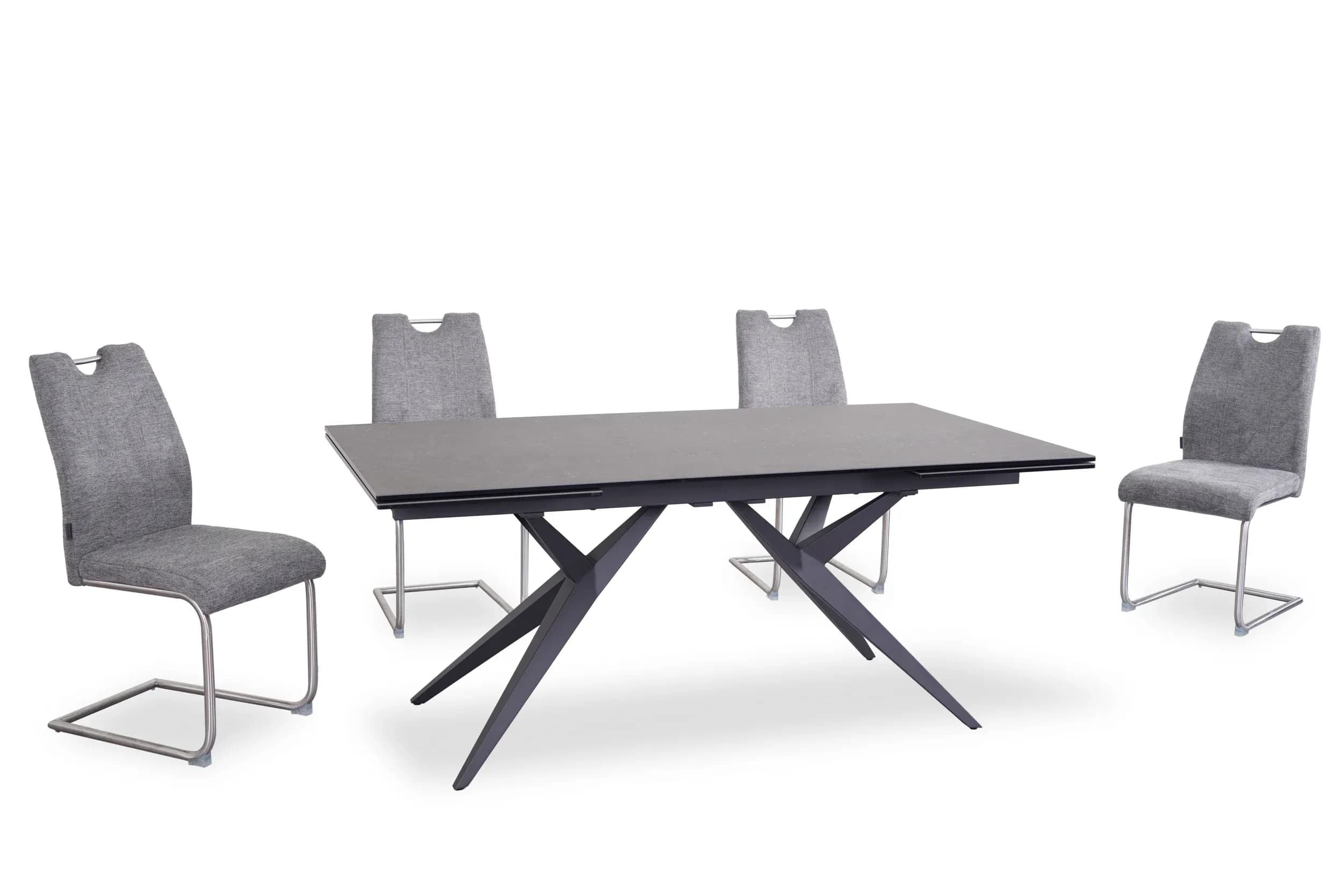 Esstisch MICHELA - ausziehbar, LB ca. 180x95 cm, Glaskeramik, Dunkelgrau