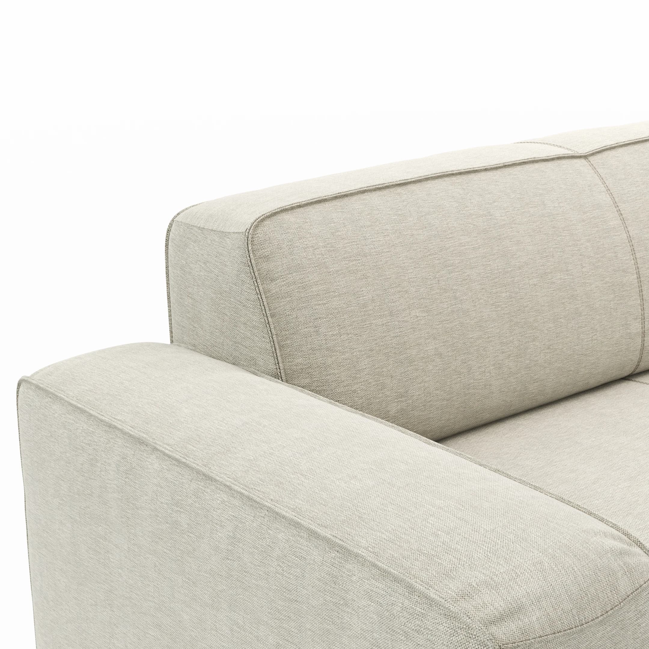 Ecksofa Denver - 2-Sitzer mit Longchair rechts, Stoff, Natur