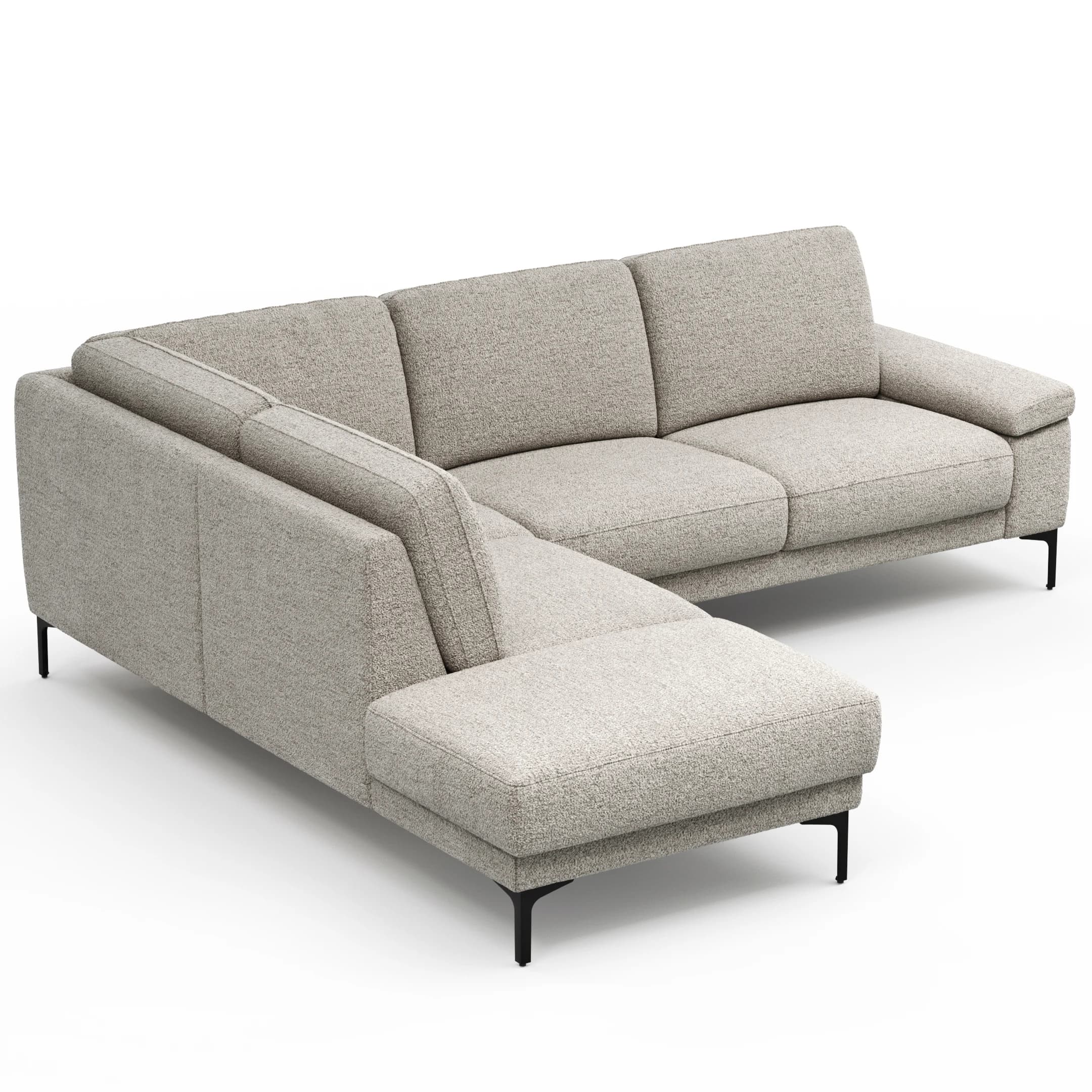 Ecksofa Matero - Ecke mit 2-Sitzer rechts, Stoff, Hellgrau