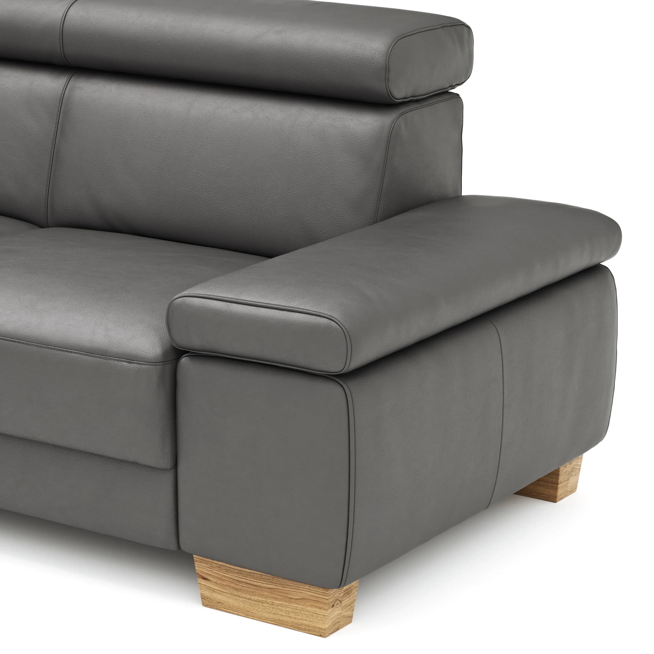 Ecksofa Philadelphia - Ecke links, 2,5-Sitzer, Kopfteil verstellbar (manuell), Leder, Anthrazit