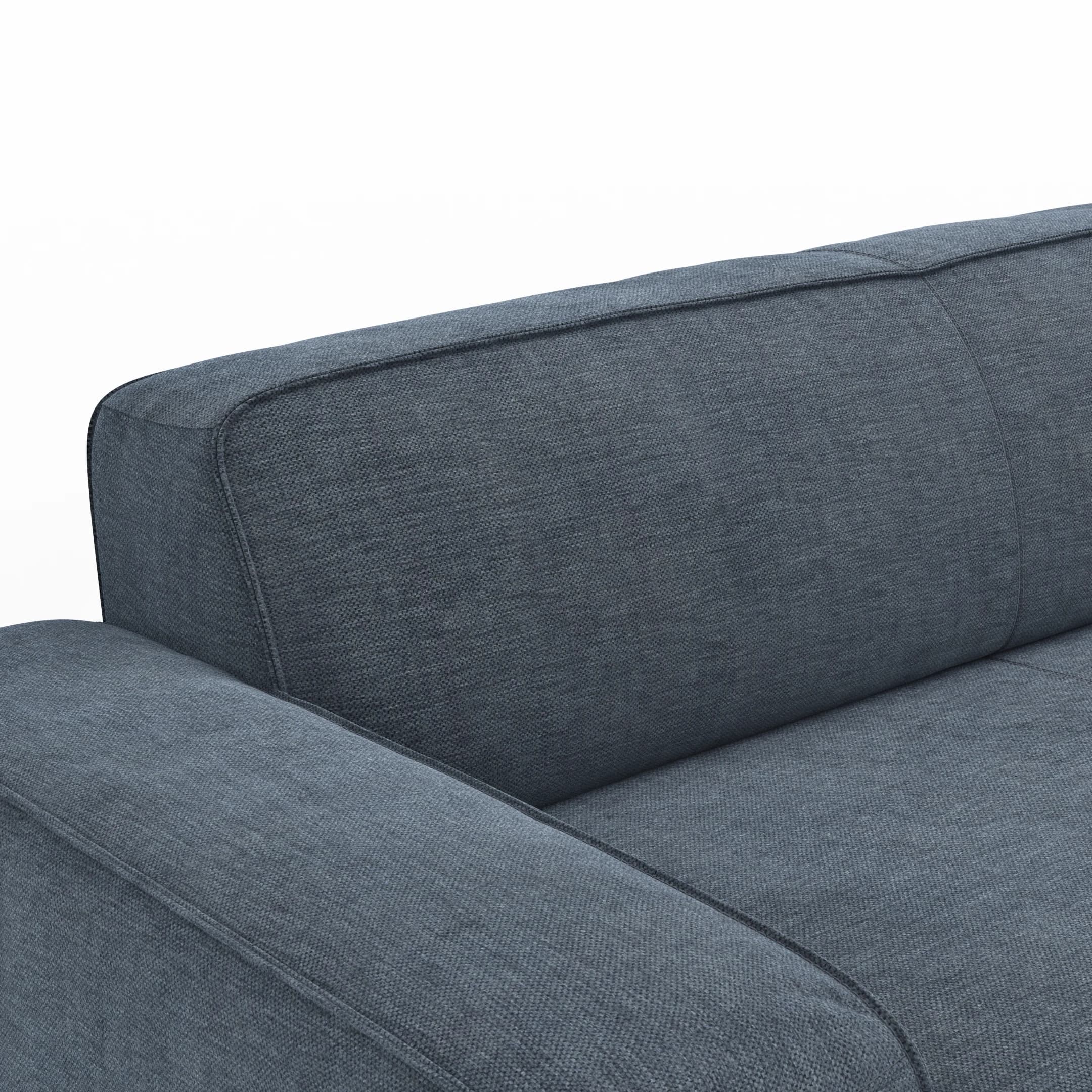 Ecksofa Denver - 2,5-Sitzer mit Longchair rechts, Stoff, Blau