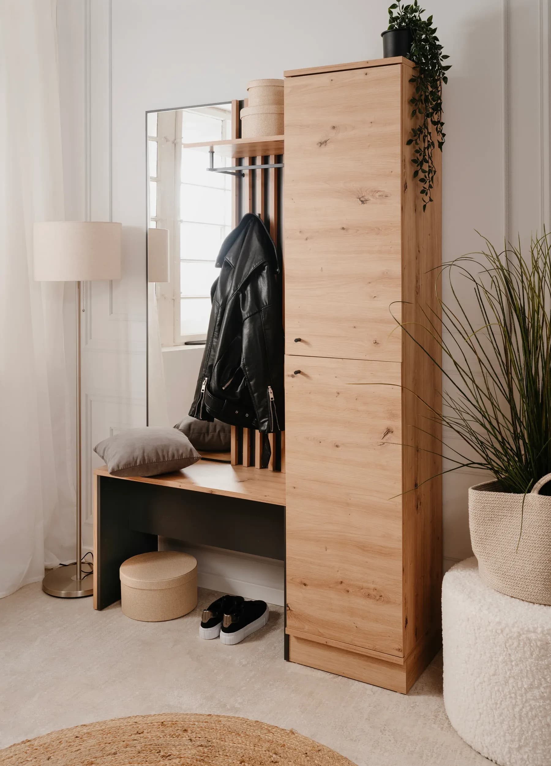 Kompaktgarderobe - Artisan Eiche Nachbildung, Anthrazit