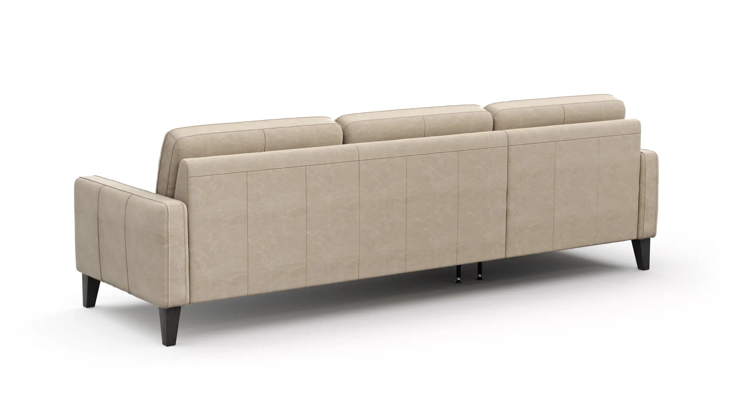 Ecksofa Matero - Longchair mit 2,5-Sitzer rechts, Leder, Taupe