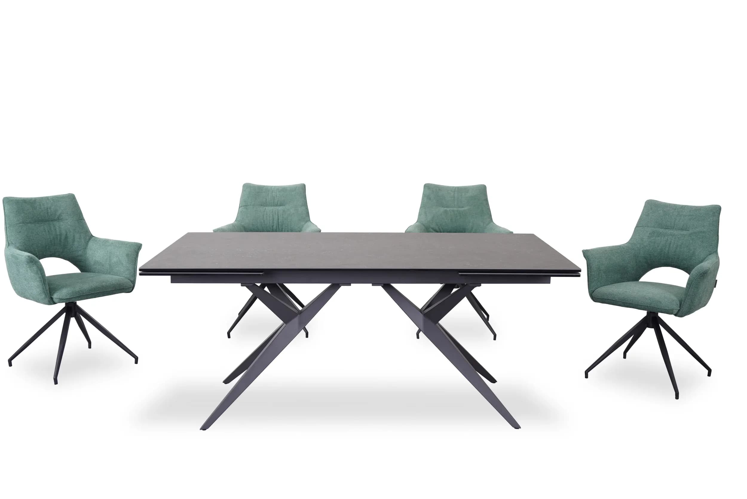 Esstisch MICHELA - ausziehbar, LB ca. 180x95 cm, Glaskeramik, Dunkelgrau