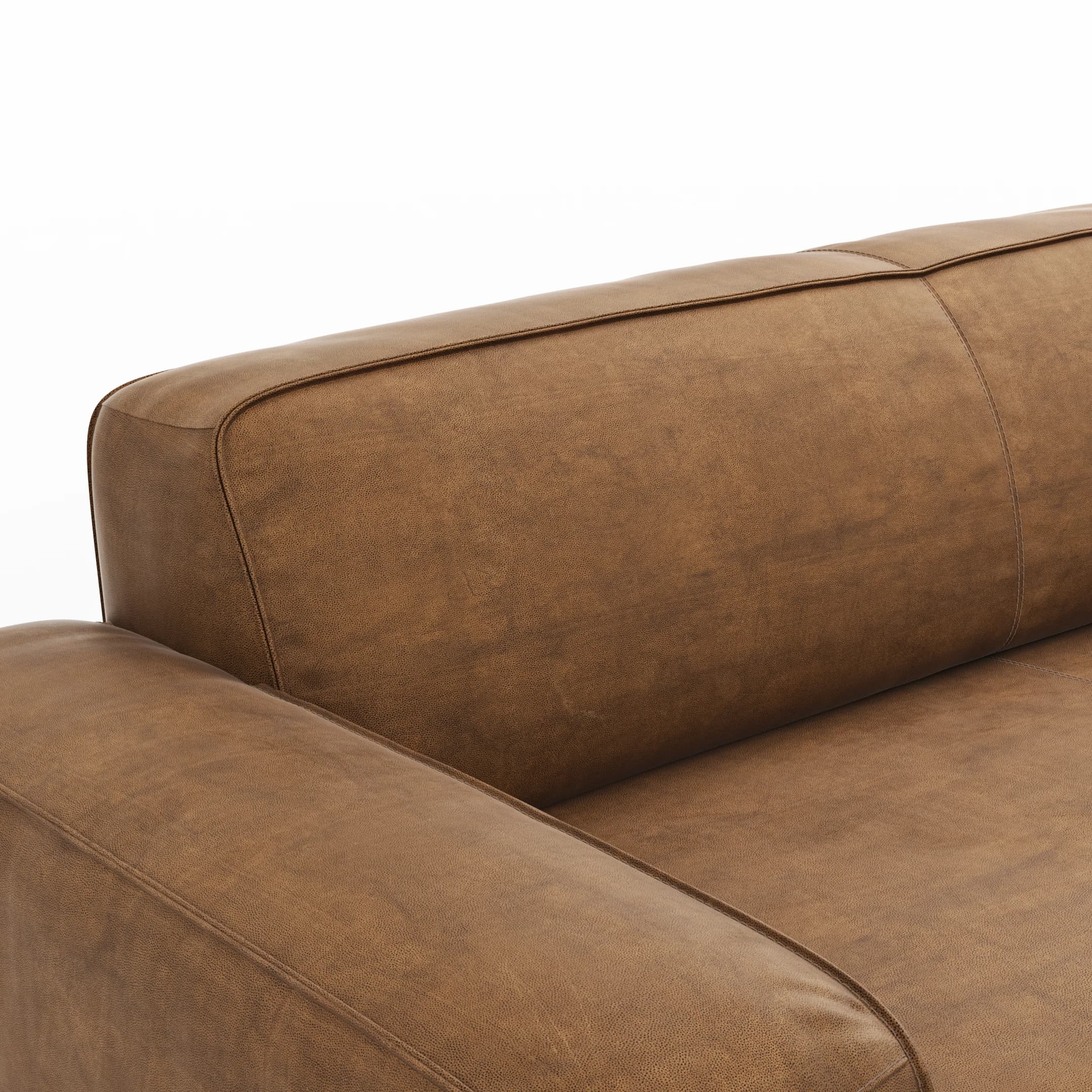 Ecksofa Denver - 2,5-Sitzer mit Longchair rechts, Stoff, Braun