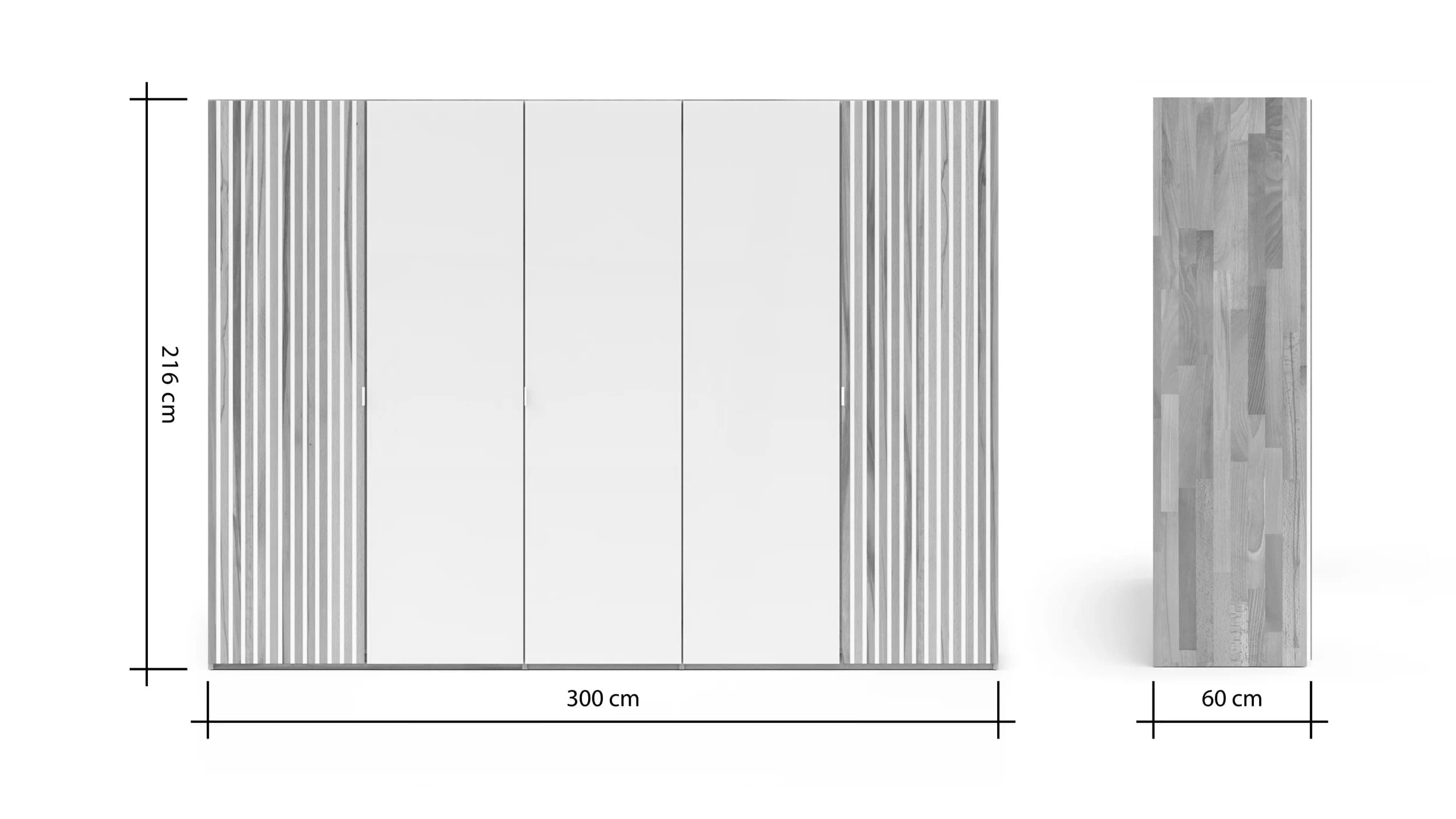 Drehtürenschrank Tigris - B. ca. 300 cm, Kernbuche massiv, geölt
