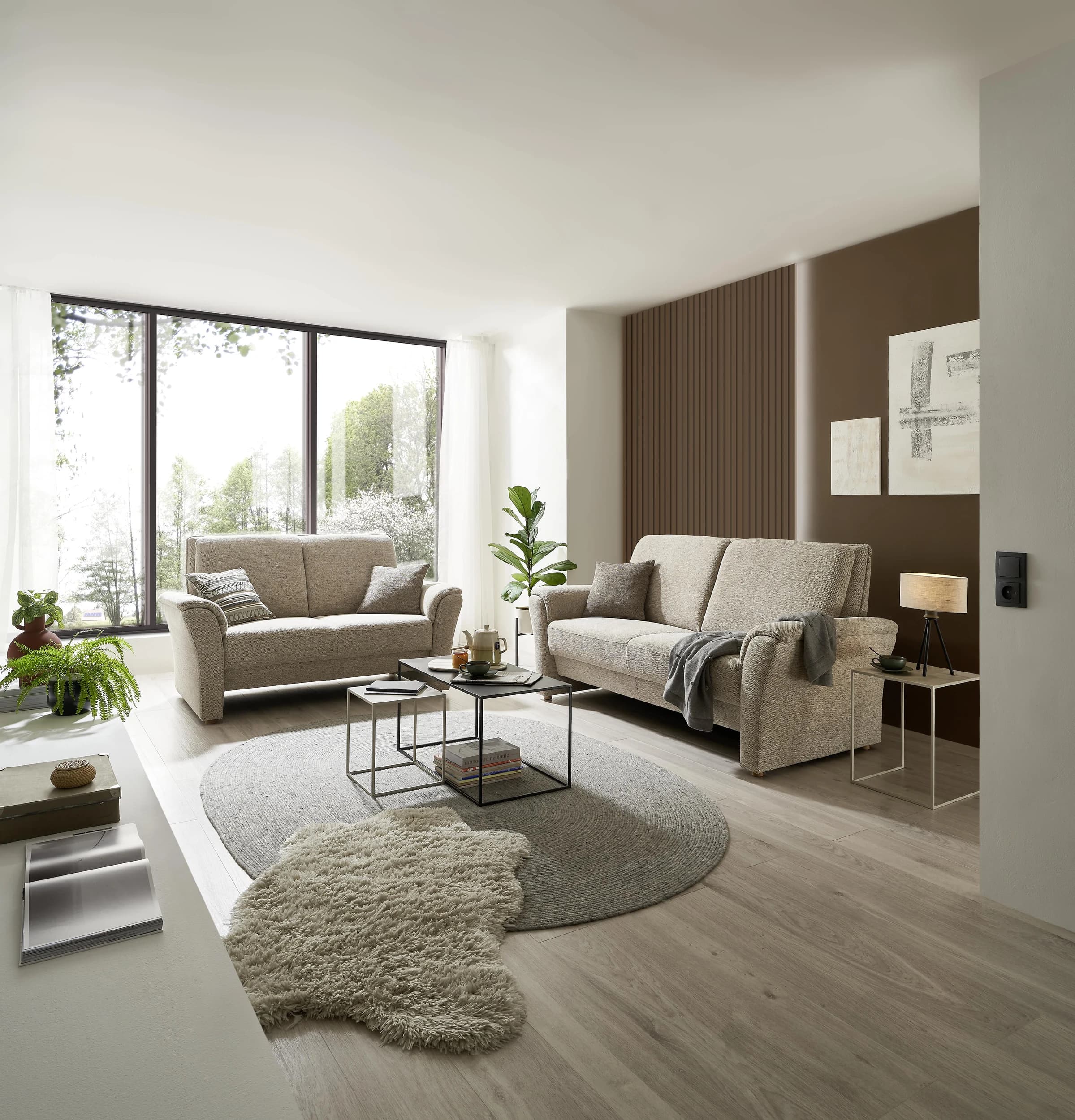 Sofa EM Sanna - 2,5-Sitzer, Stoff, Natur