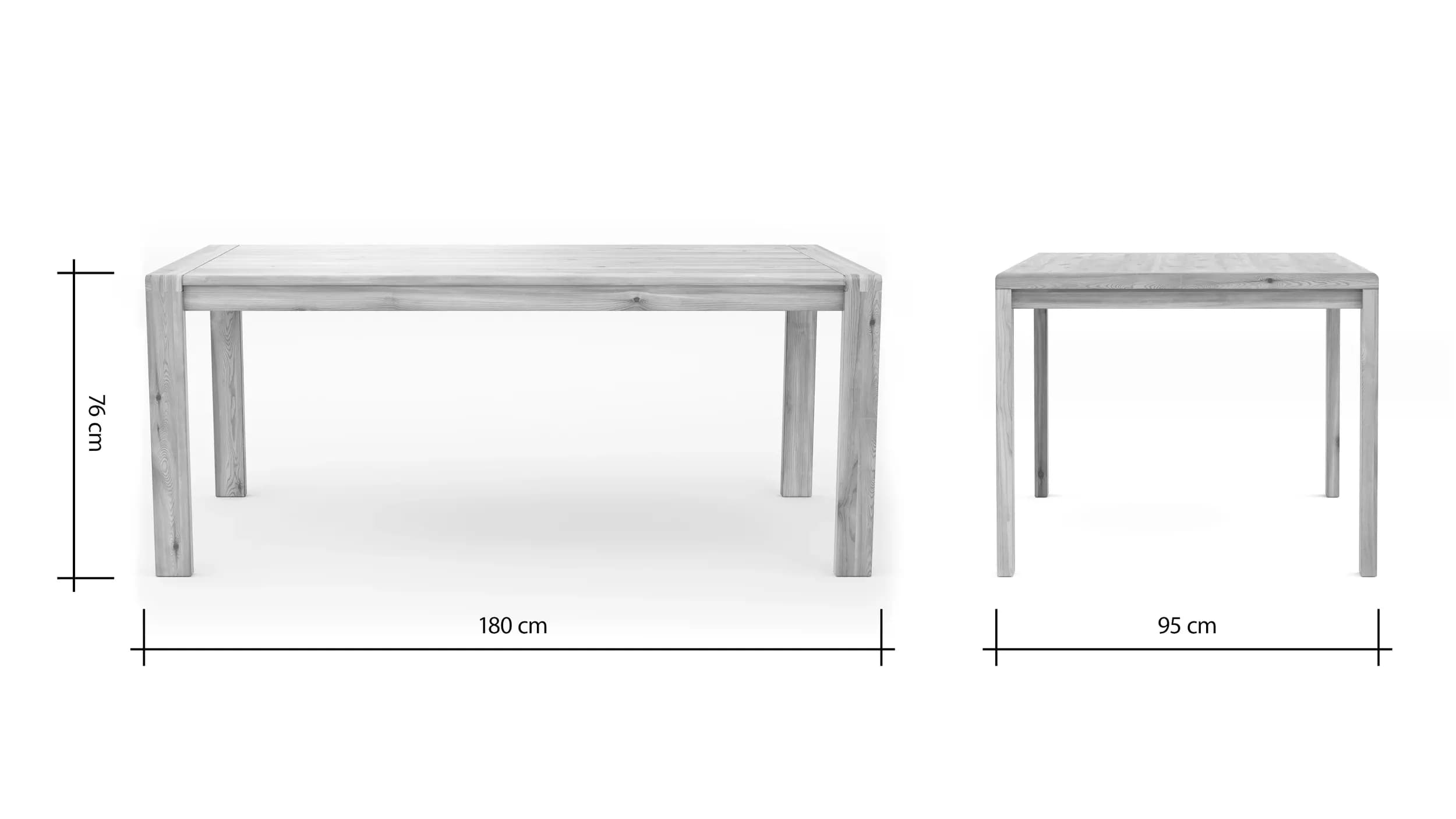 Esstisch Cartago Soft - ausziehbar, LB ca. 180x95 cm, Astbuche massiv, natur geölt