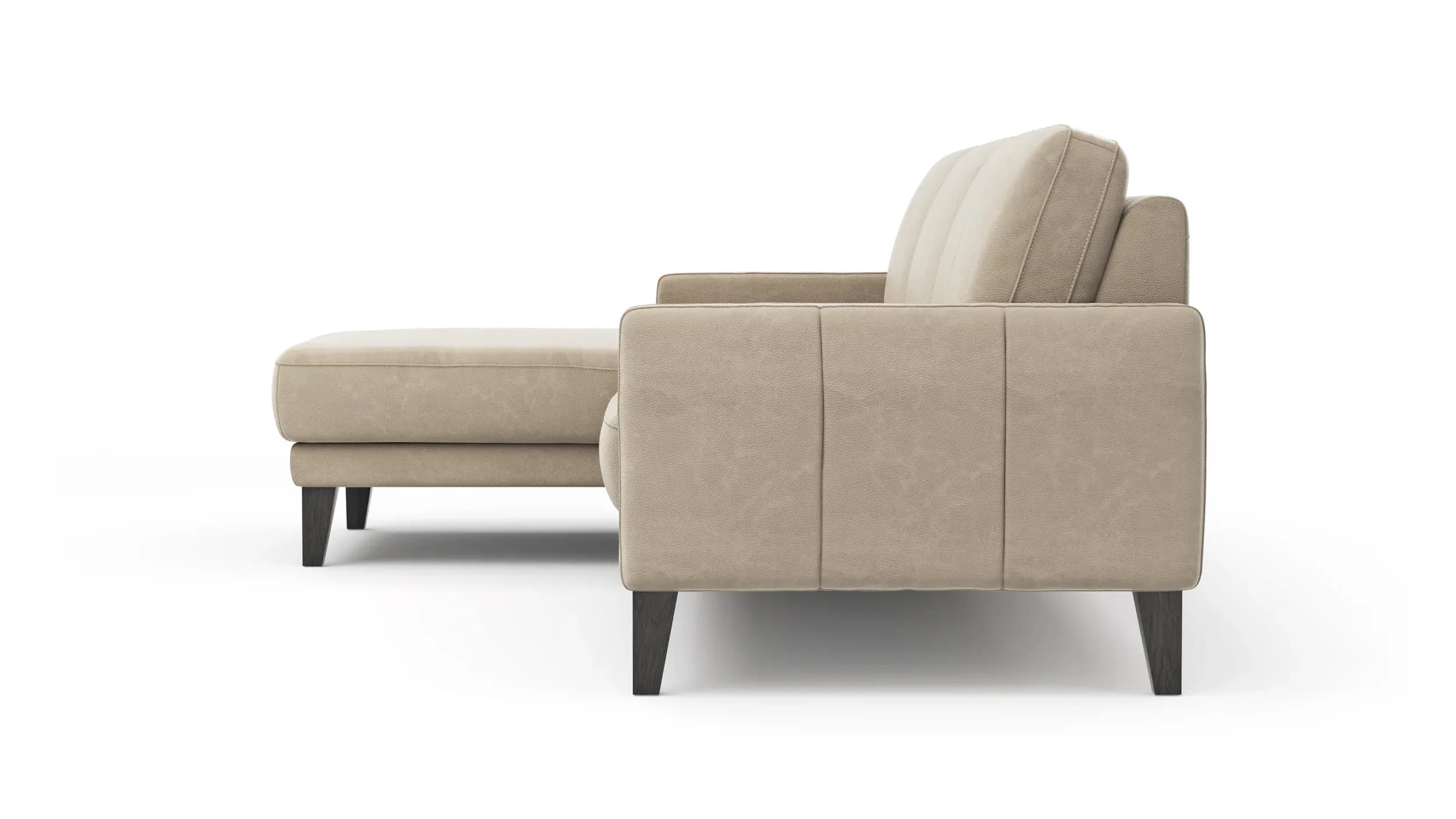 Ecksofa Matero - Longchair mit 2,5-Sitzer rechts, Leder, Taupe