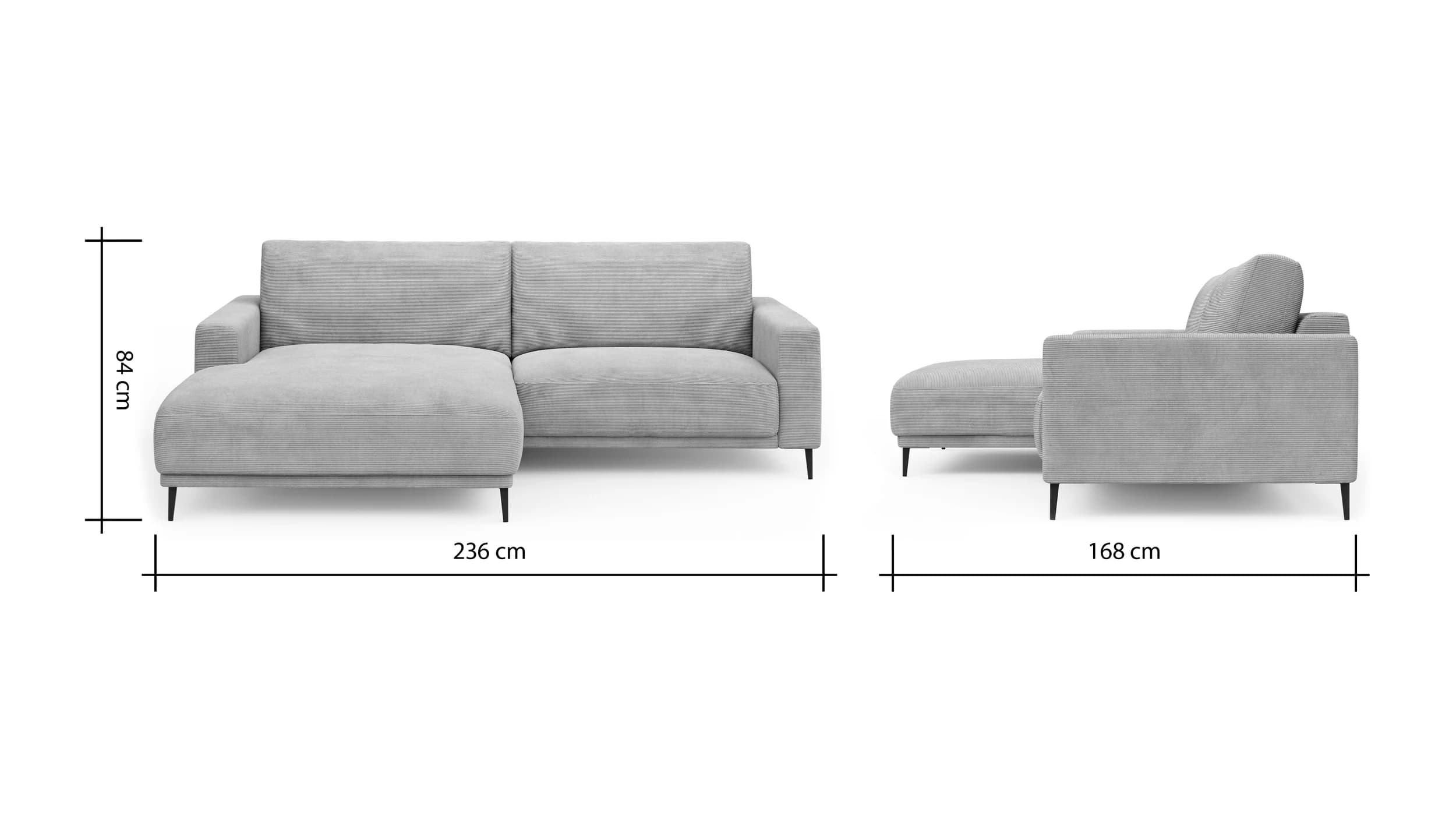 Ecksofa Solero 2.0 - Longchair mit 1,5-Sitzer rechts, Stoff, Olivgrün