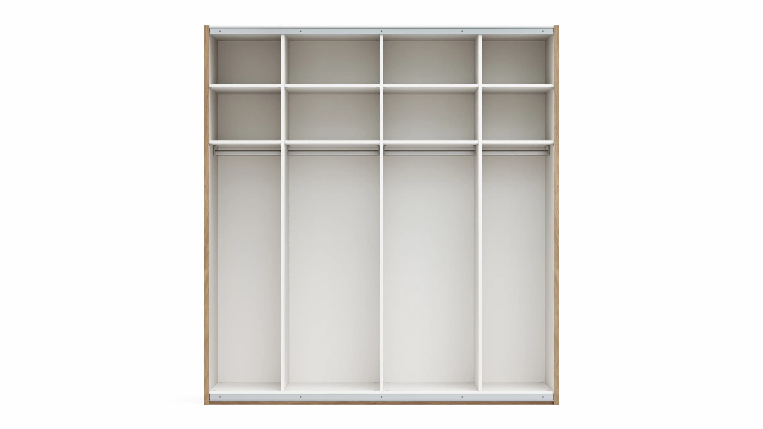 Schwebetürenschrank Viana - B ca. 212 cm, Lack, Weiß, Riffholz, Balkeneiche