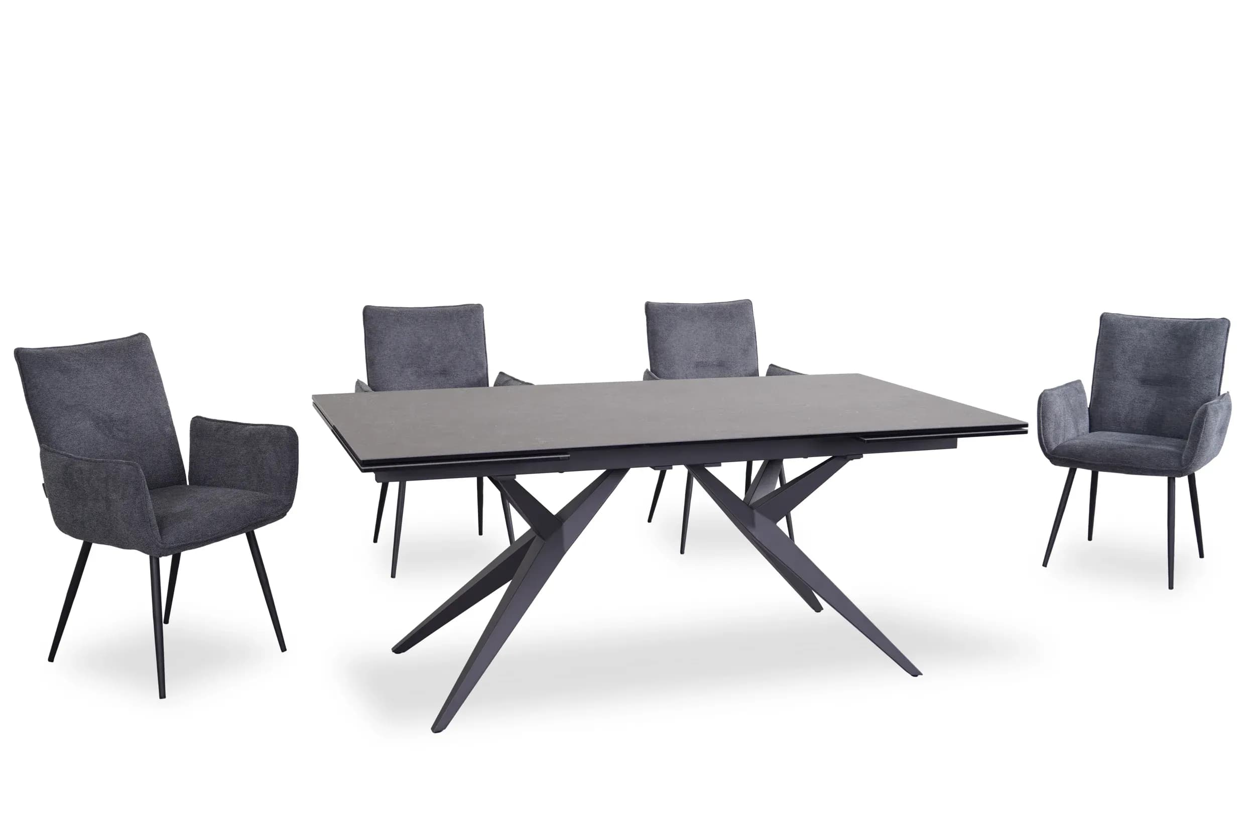Esstisch MICHELA - ausziehbar, LB ca. 180x95 cm, Glaskeramik, Dunkelgrau