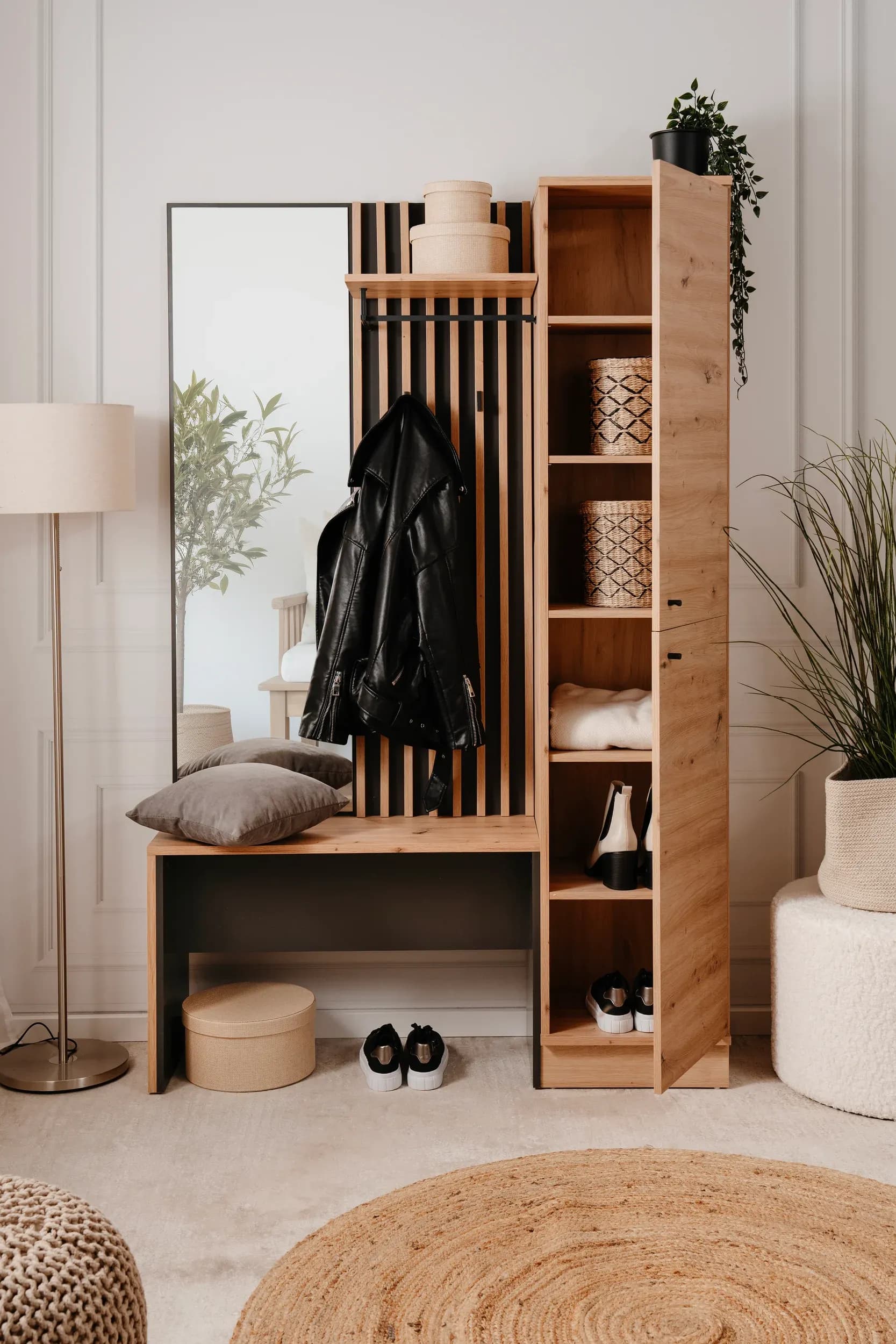 Kompaktgarderobe - Artisan Eiche Nachbildung, Anthrazit