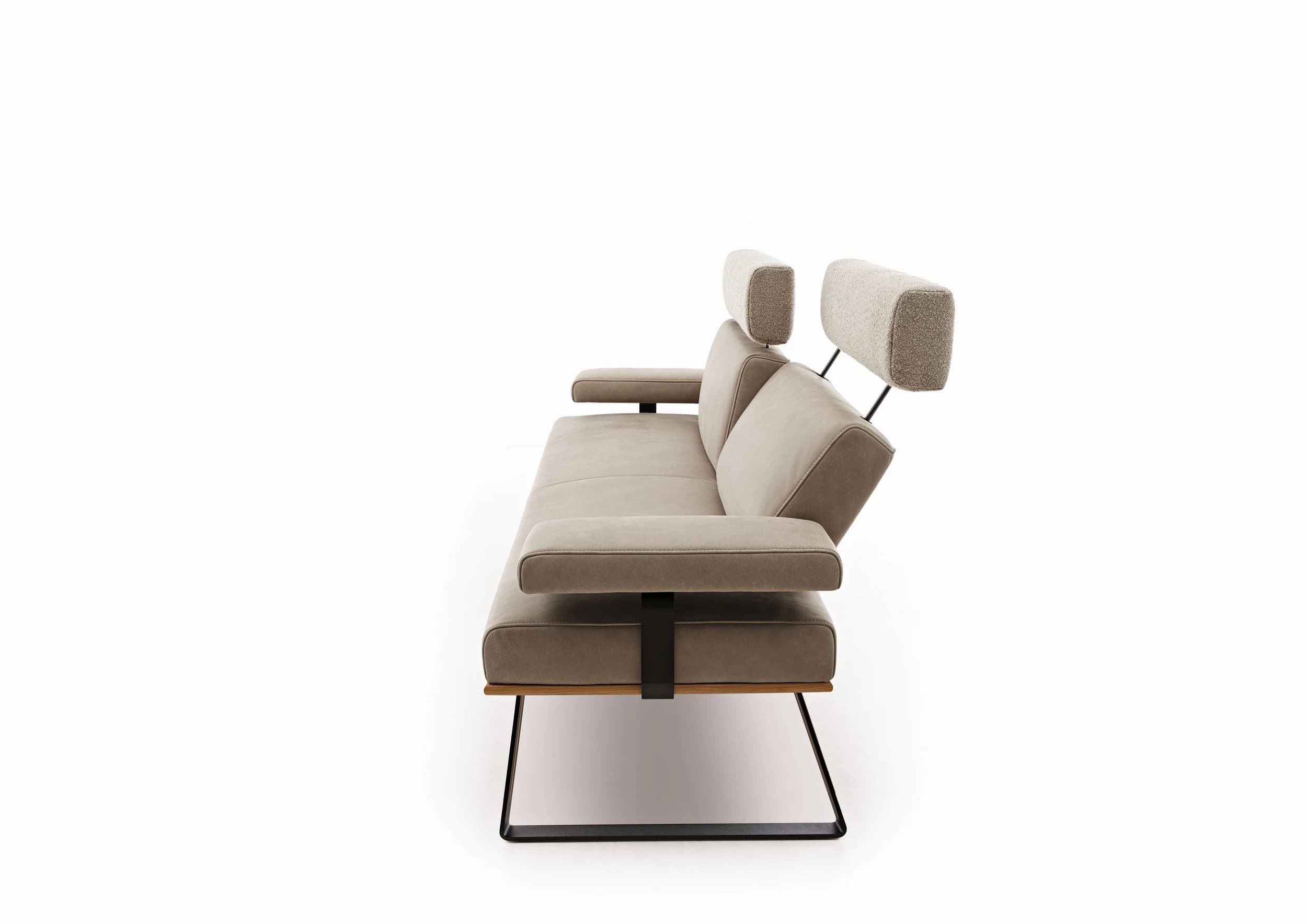 Polsterbank - Breite ca. 235 cm, Leder/Stoff, Jade