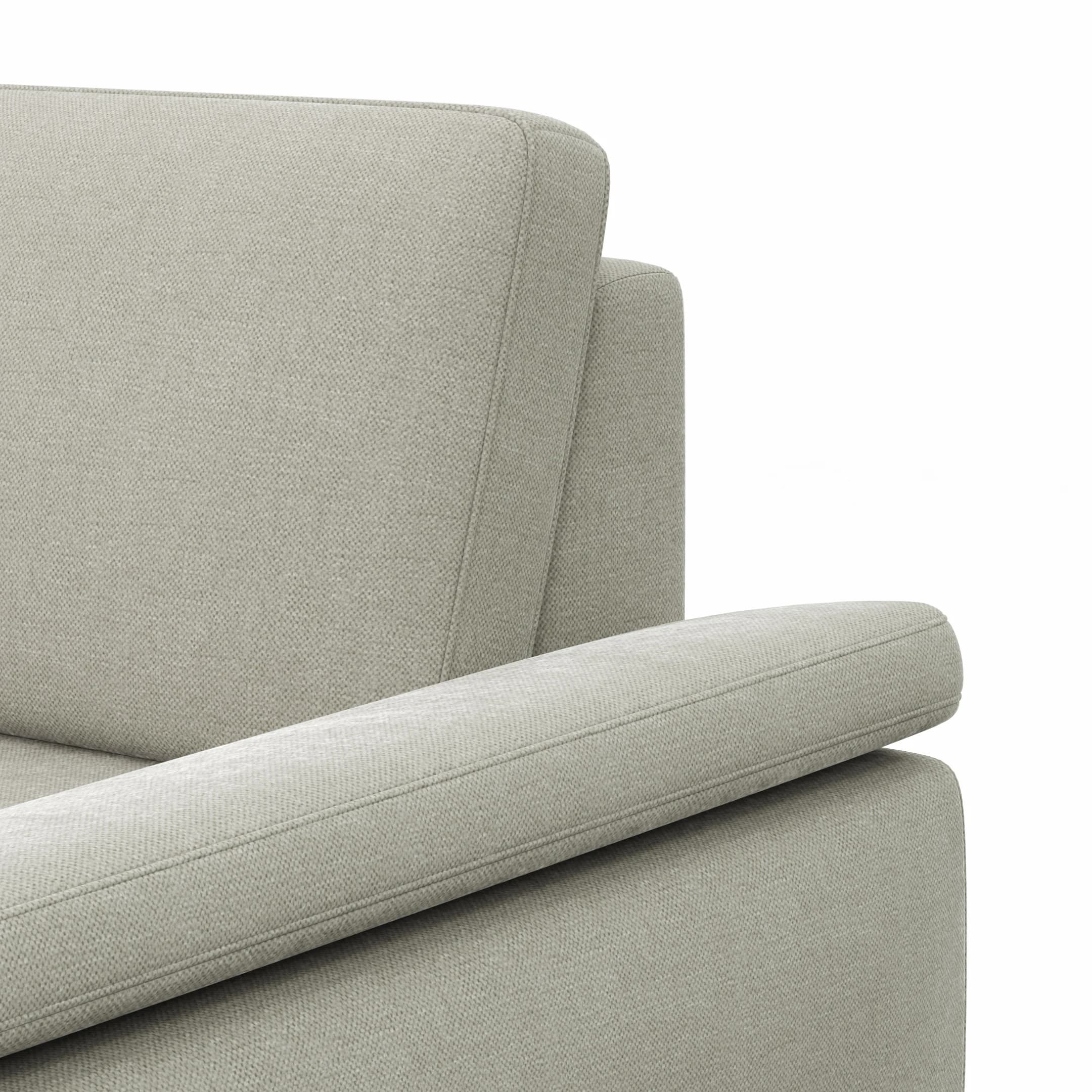 Ecksofa Houston - 1-Sitzer mit Abschlussteil links, Eckelement und 2,5-Sitzer rechts, inkl. Sitztiefenverstellung und Armlehne klappbar, Stoff, Natur