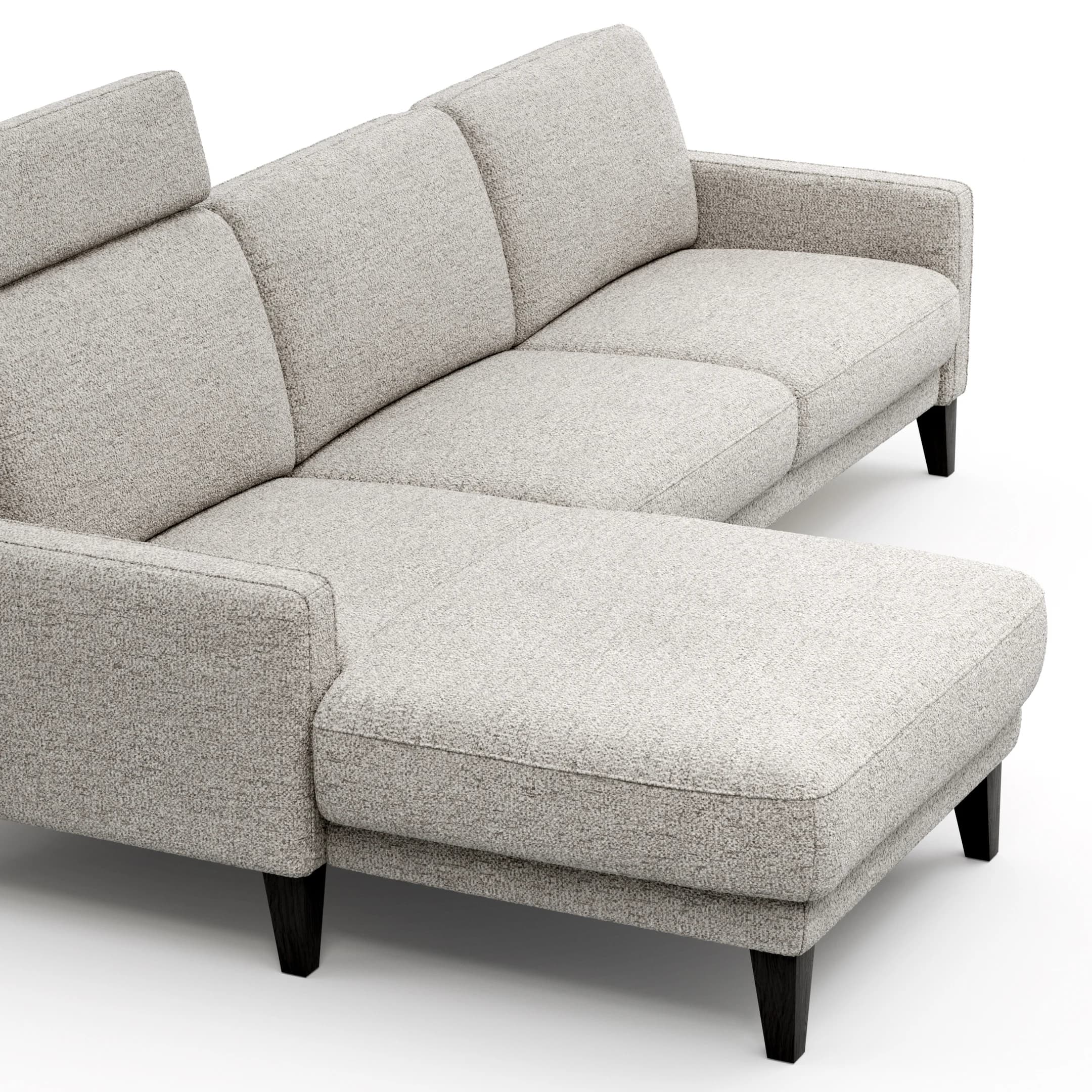 Ecksofa Matero - Longchair mit 2,5-Sitzer rechts inkl. Relaxfunktion motorisch, Stoff, Hellgrau