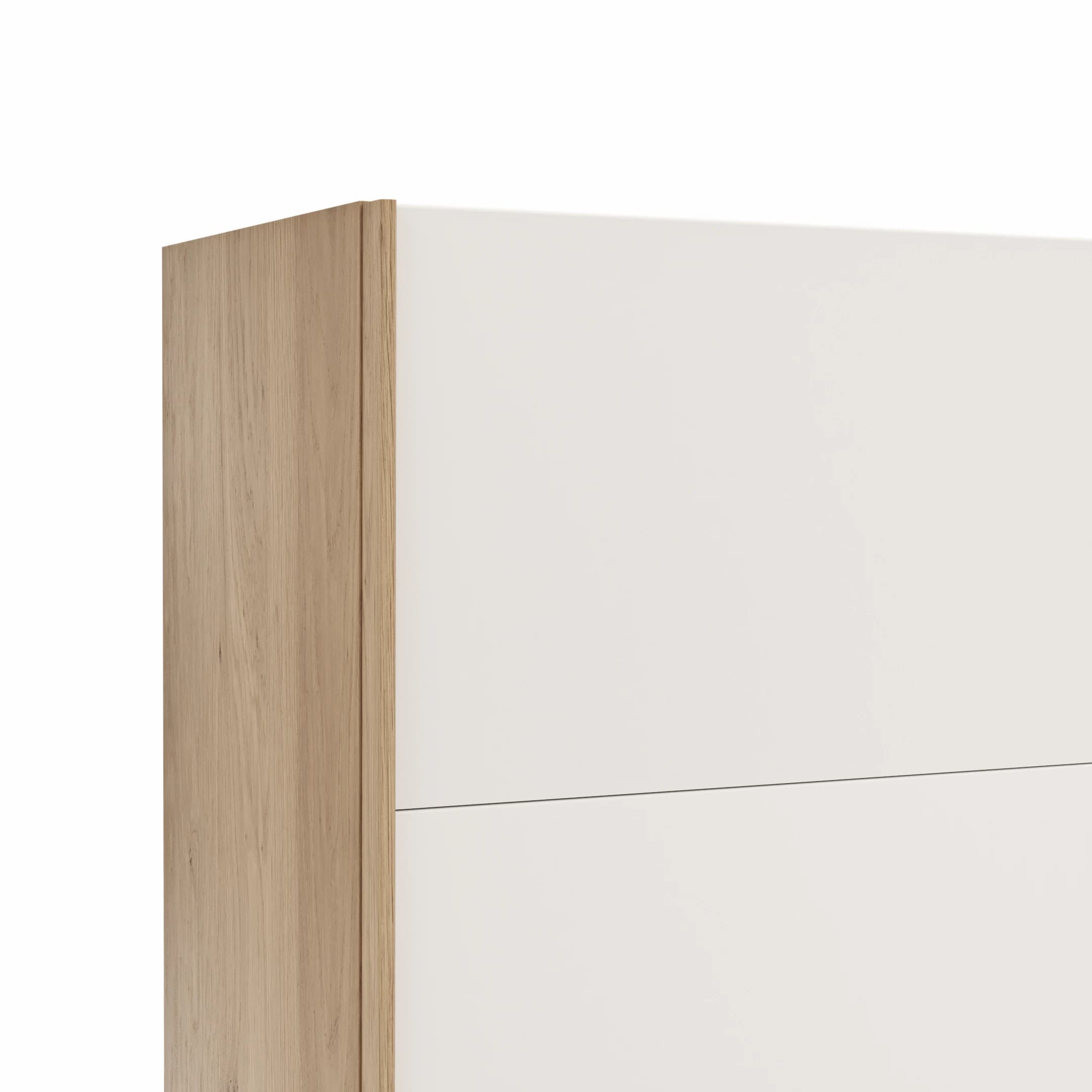 Schwebetürenschrank Viana - B ca. 301 cm, Lack, Weiß, Riffholz, Balkeneiche