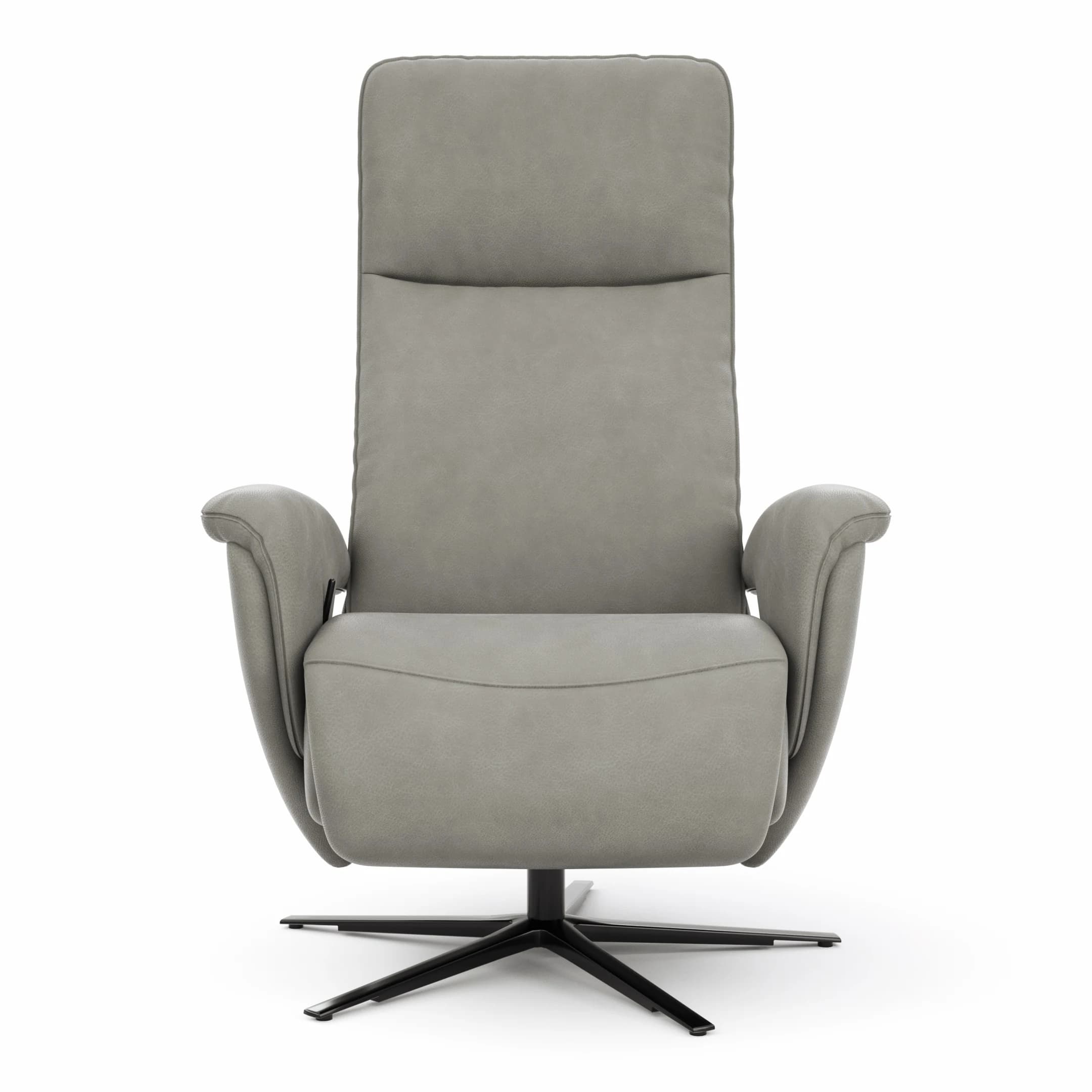 Sessel Tulsa Relax - Größe L, inkl. Maxirücken und Kopf-/Fußteil/Rückenlehne verstellbar, Leder, Graubeige