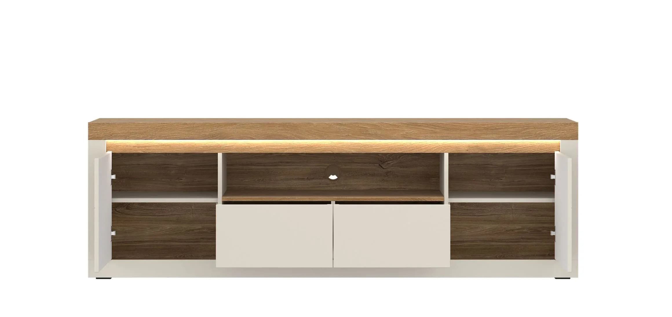 TV-Lowboard - mit Beleuchtung, B ca. 194 cm, Kaschmir, Stone Eiche Nachbildung