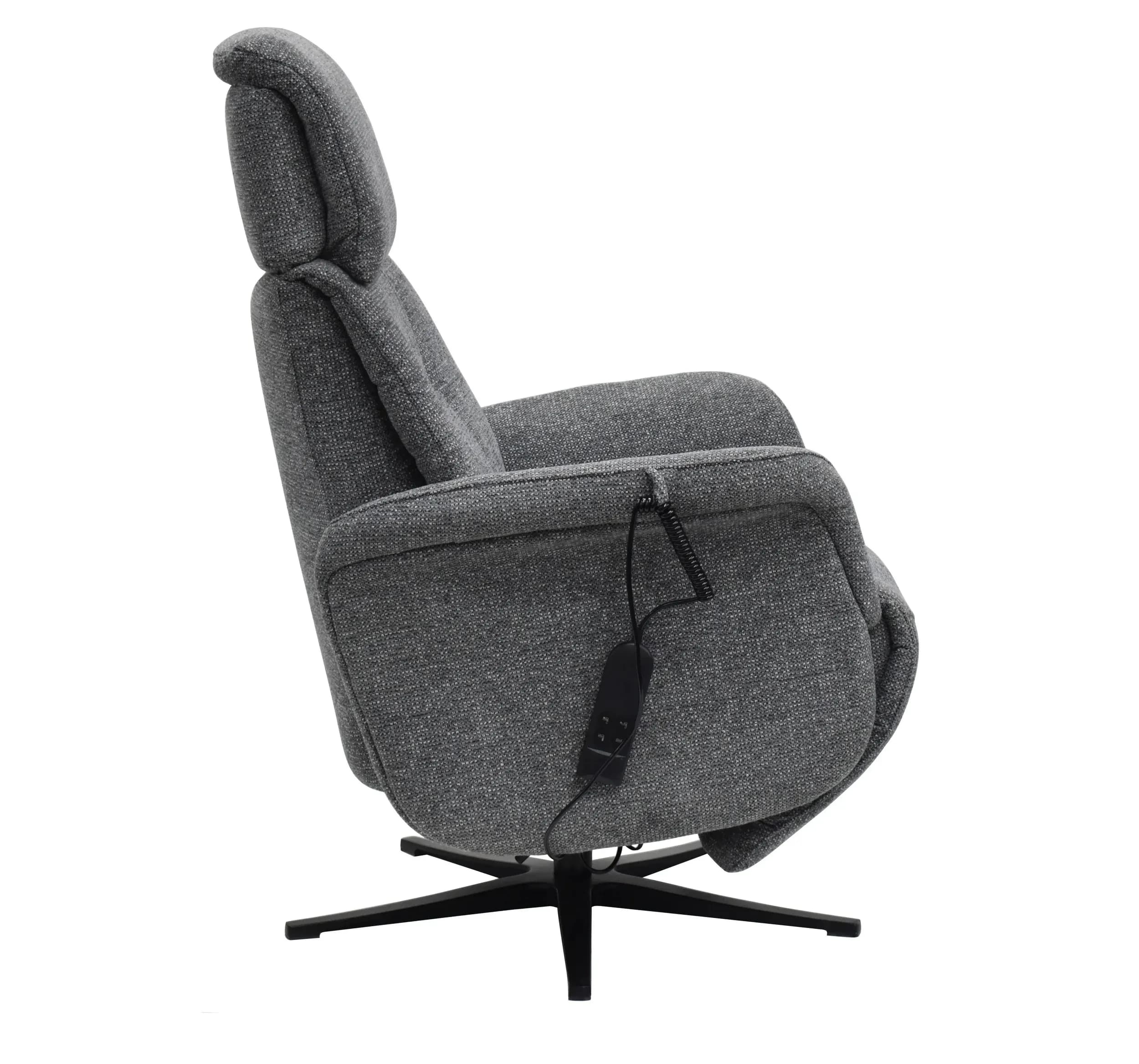 TV-Sessel MARLON - drehbar, Relaxfunktion, Kopfteilverstellung, Stoff, Graublau