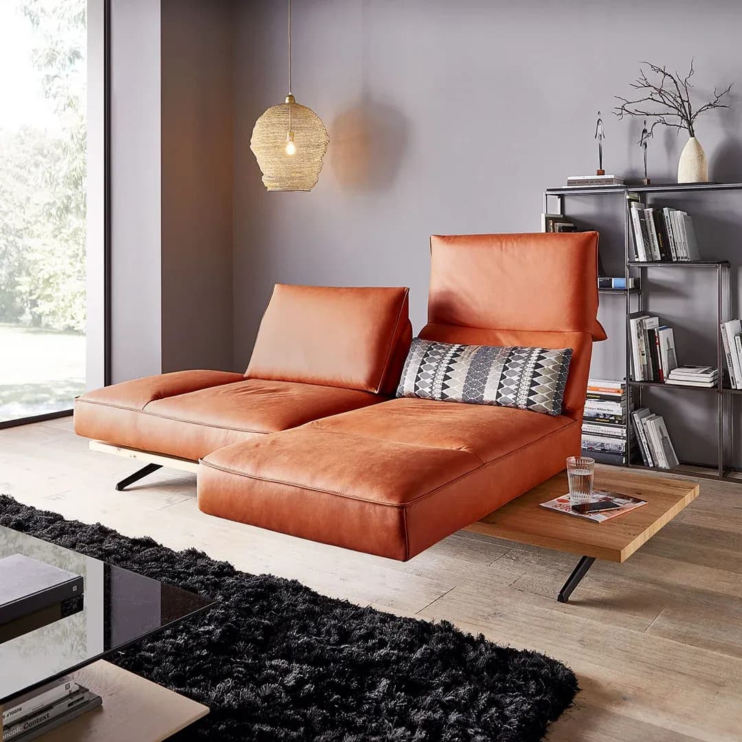 Sofa - 2,5-Sitzer, Rückenlehne/Armlehne verstellbar (manuell), Leder, Rost