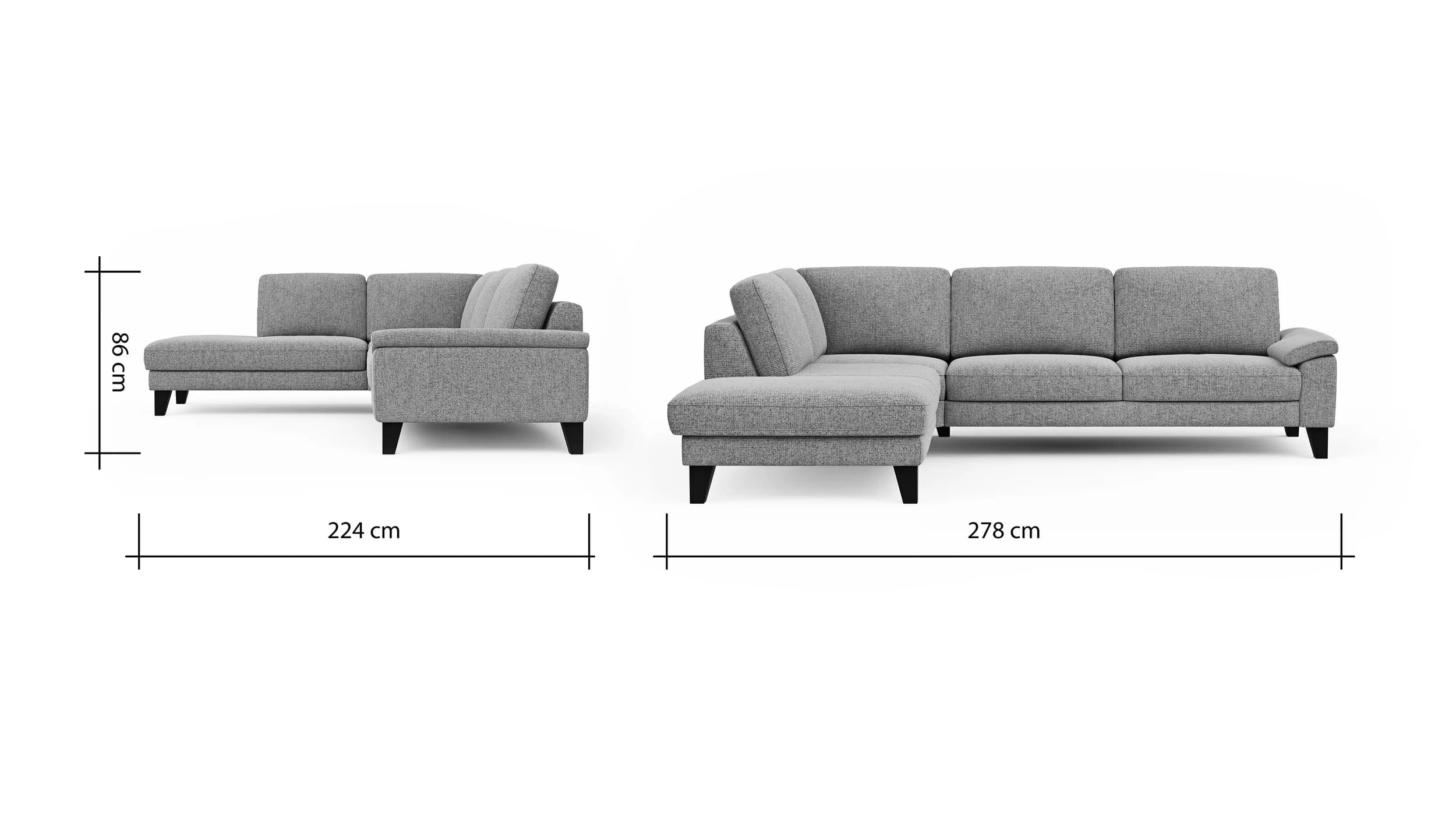 Ecksofa Oviedo - Ecke links mit 2,5-Sitzer, Stoff, Dunkelblau