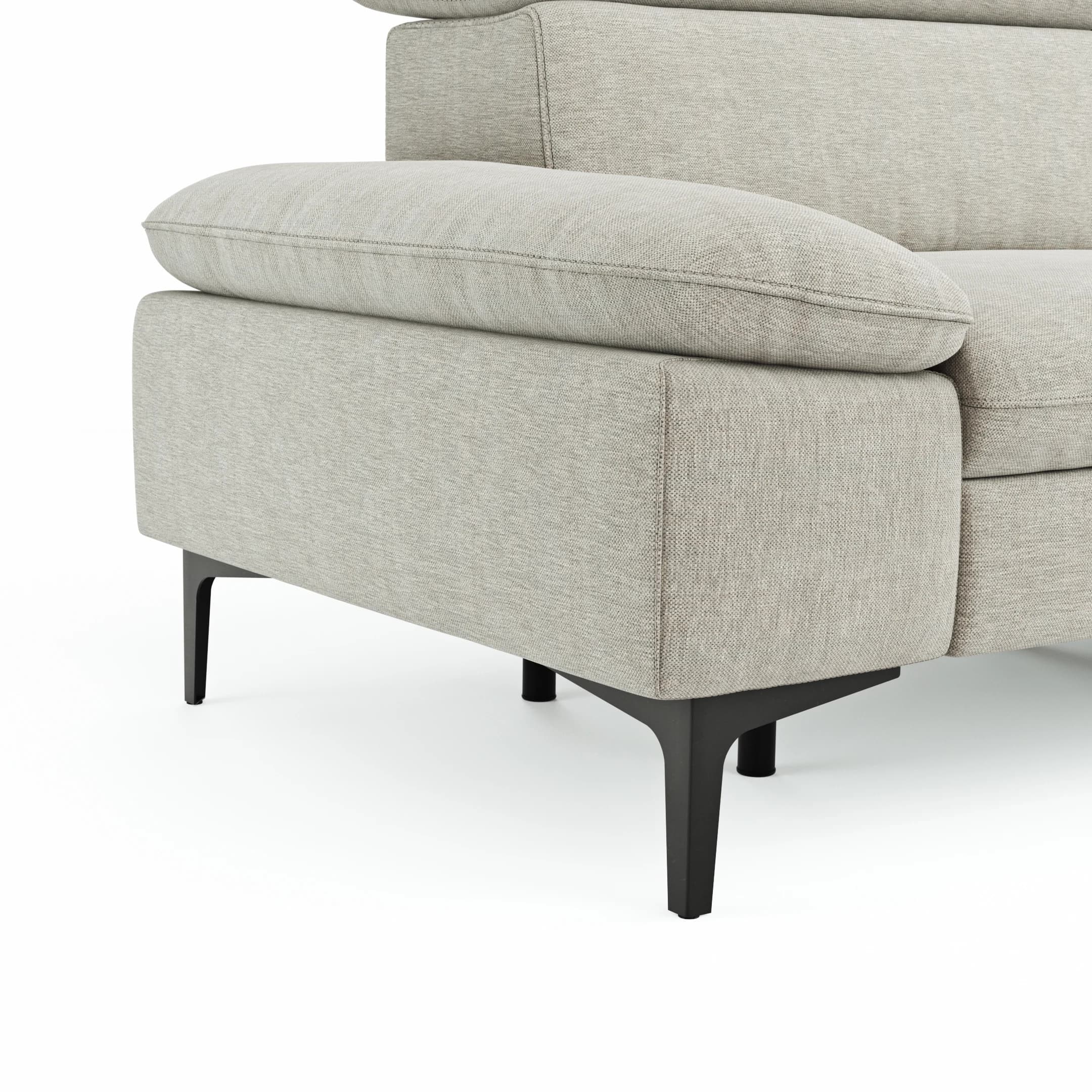 Sofa Felipa - 3-Sitzer inkl. Relaxfunktion (motorisch) und Kopfteil verstellbar, Stoff, Natur