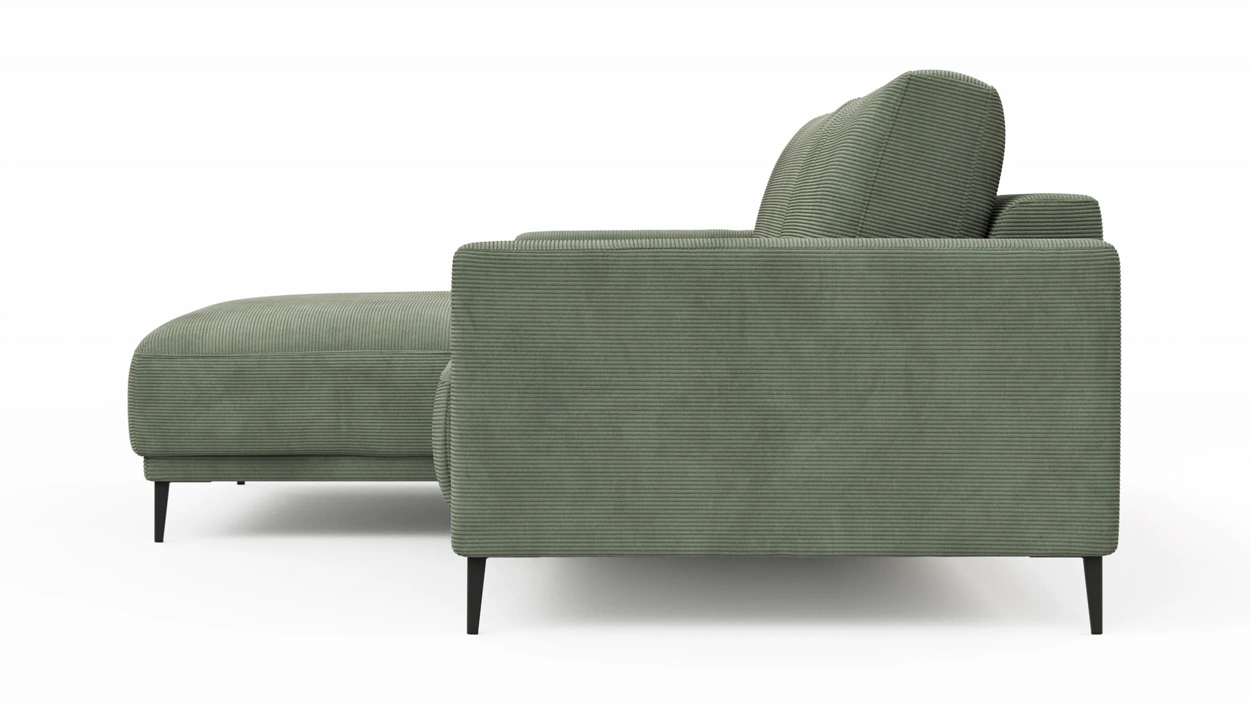 Ecksofa Solero 2.0 - Longchair mit 1,5-Sitzer rechts, Stoff, Olivgrün