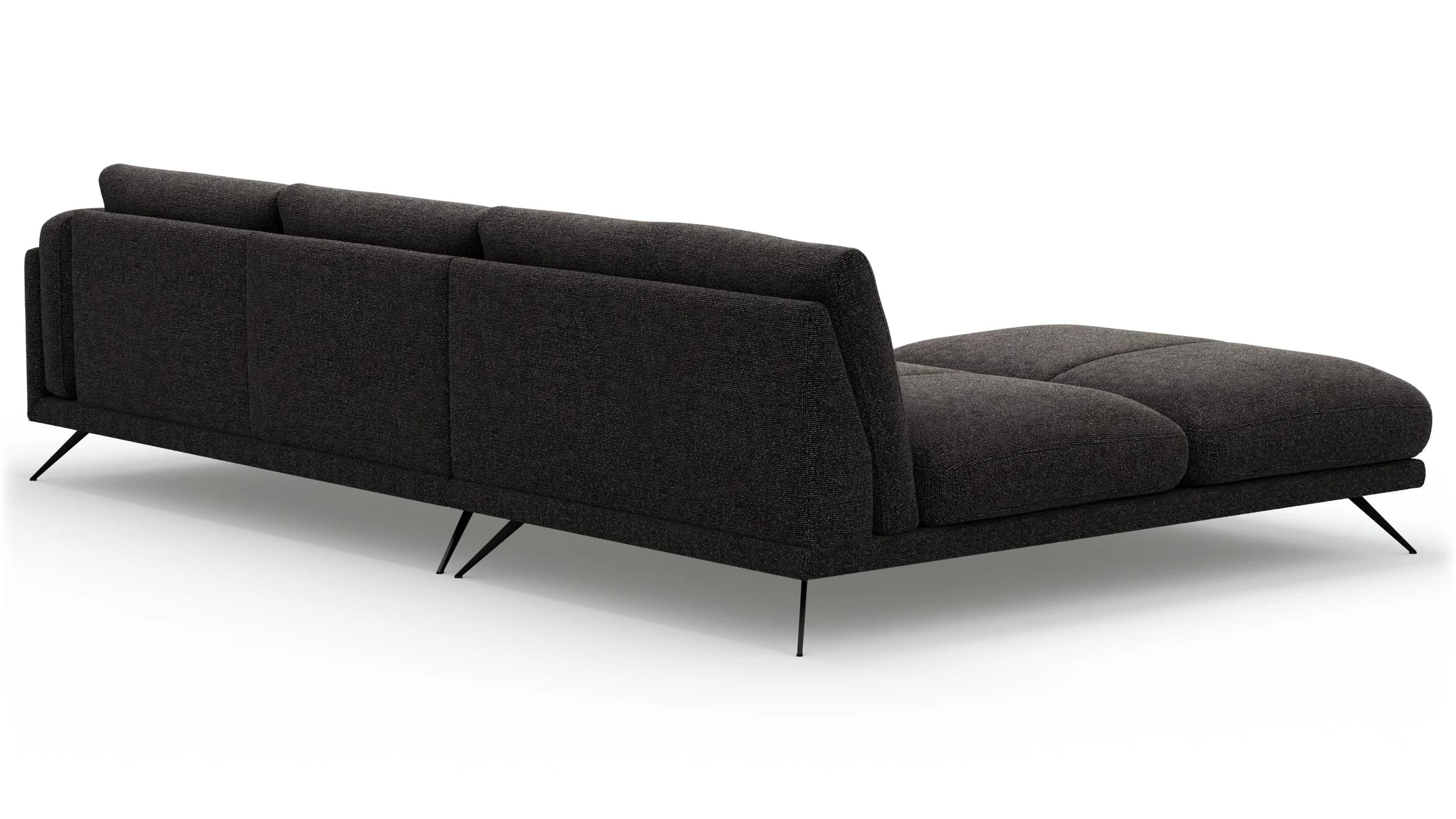 Ecksofa Valdemoro - Longchair mit 2,5-Sitzer rechts inkl. Rückenlehne verstellbar, Stoff, Anthrazit