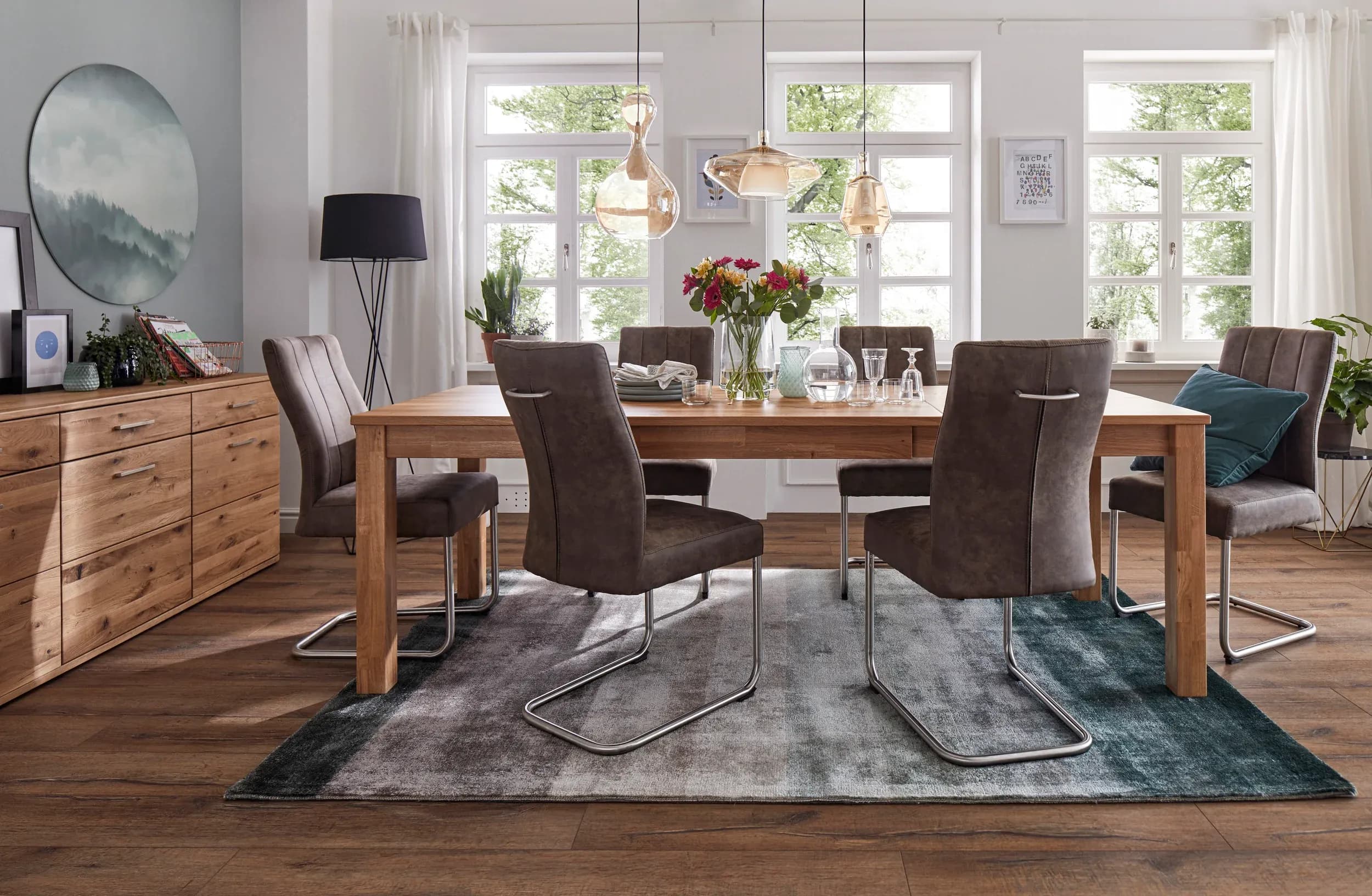 Esstisch Dinner - verlängerbar, LB ca. 160x90 cm, Wildeiche massiv