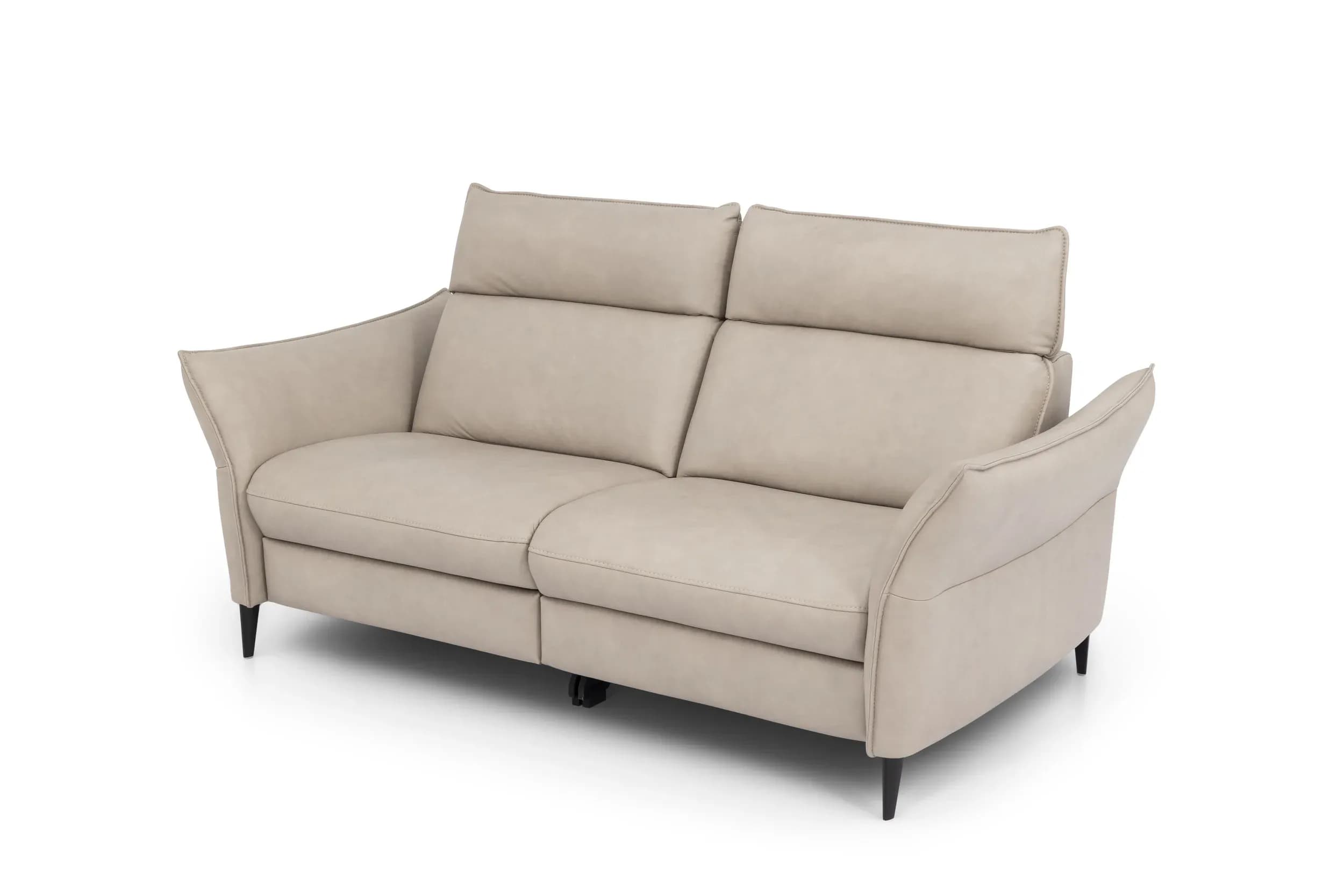 Sofa - 2,5-Sitzer, Kopfteil verstellbar, Leder, Creme