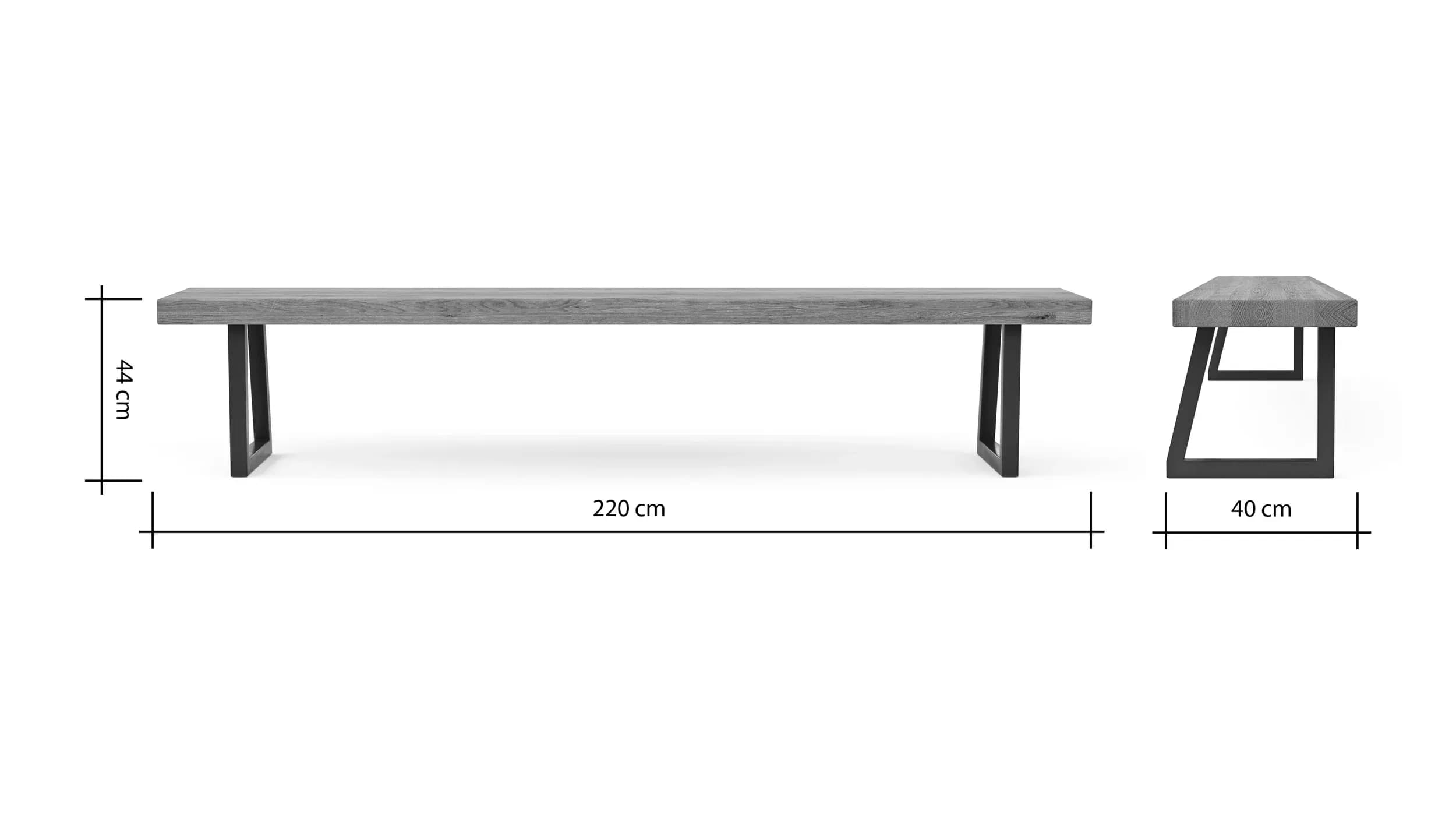 Holzbank Clifton - Breite ca. 220cm, Wildeiche massiv, natur