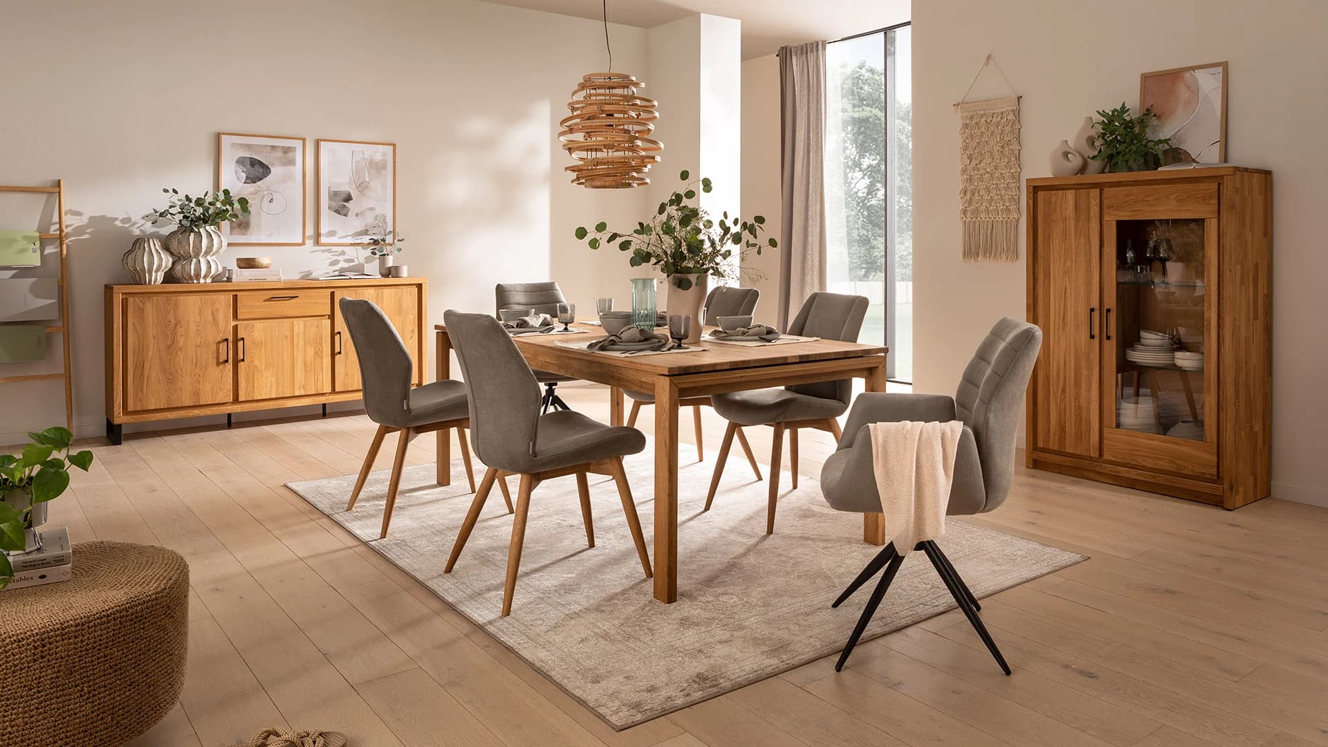Esstisch Farmingdale - ausziehbar, Platte mit gerader Kante, LB ca. 200x90 cm, Eiche massiv, natur geölt
