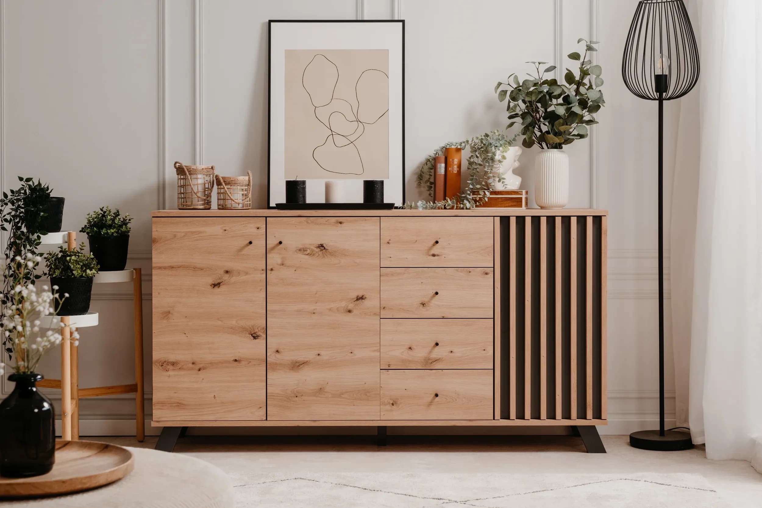 Sideboard- Eiche Dekor, Anthrazit