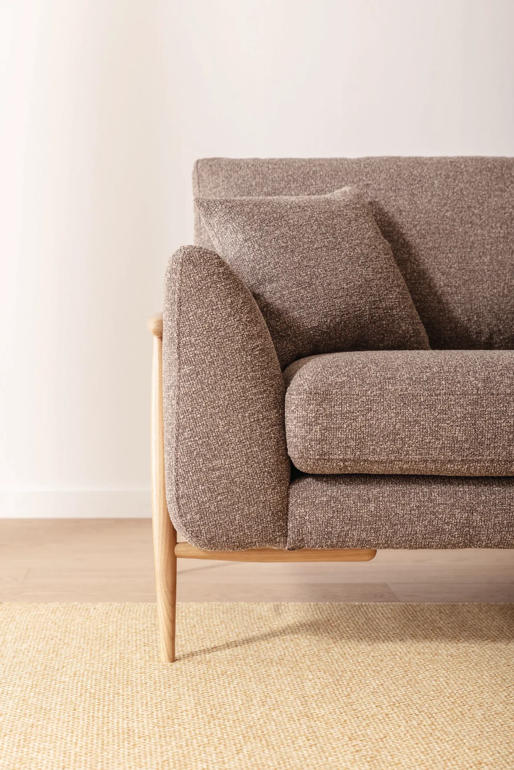 Ecksofa Sutton - 2-Sitzer mit Longchair rechts, Stoff, Sepia