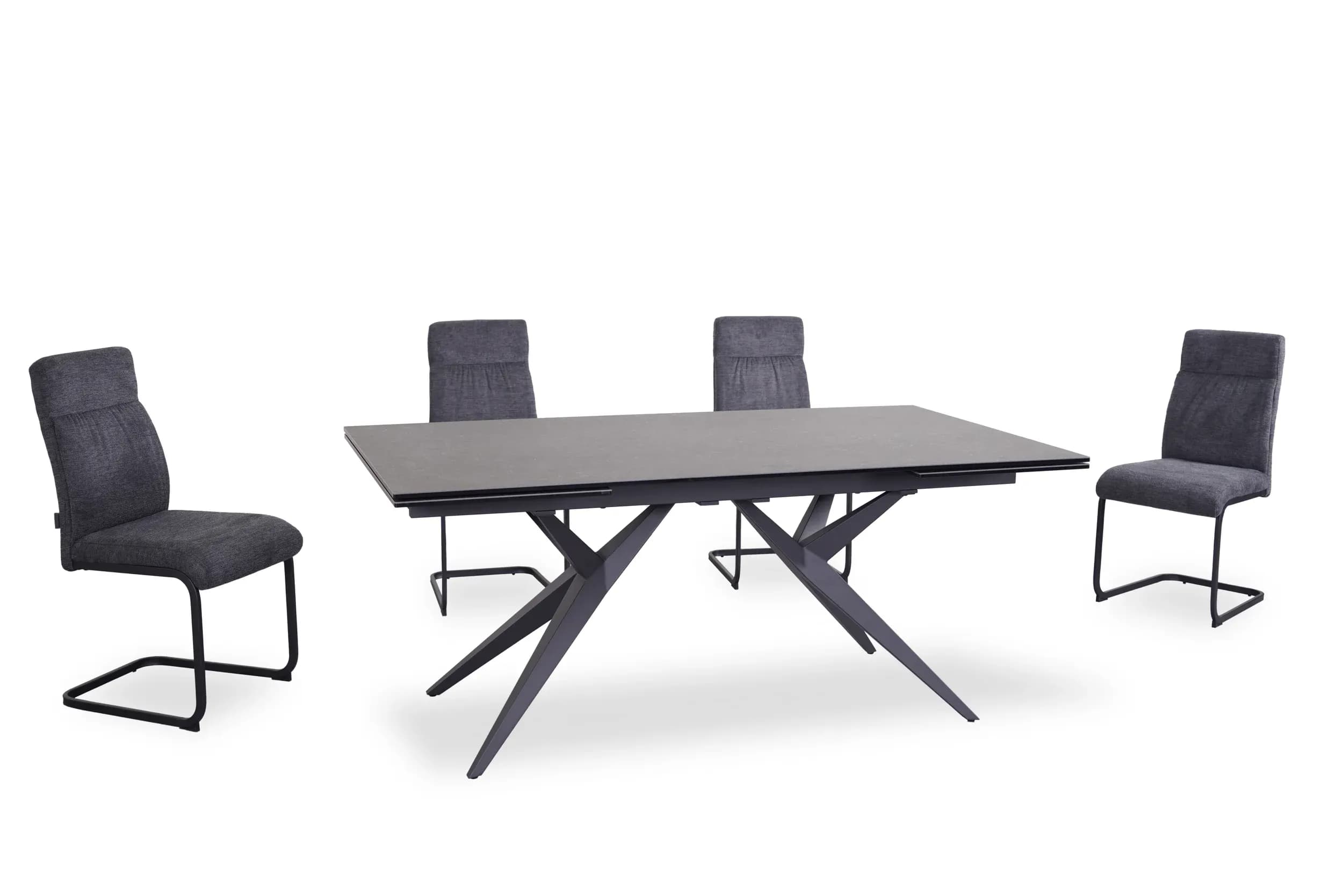 Esstisch MICHELA - ausziehbar, LB ca. 180x95 cm, Glaskeramik, Dunkelgrau