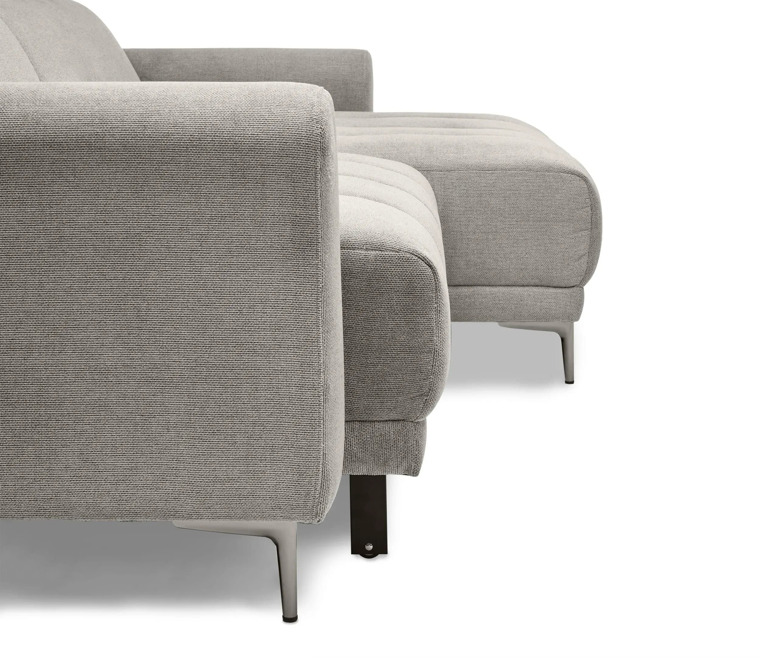 Ecksofa MINAO - 1,5-Sitzer mit Longchair rechts, Sitztiefe verstellbar motorisch, Kopfteil verstellbar, Stoff, Truffle