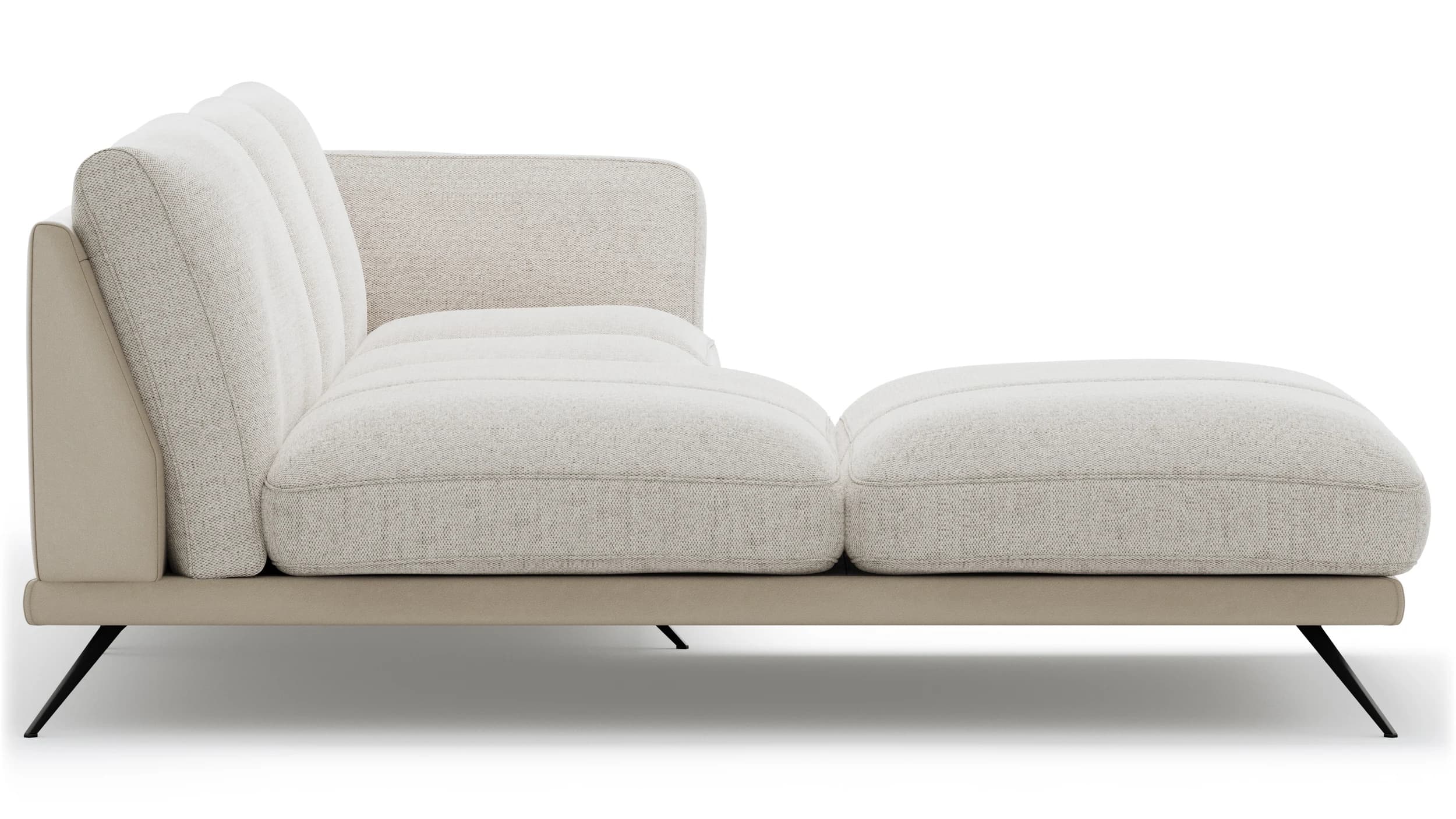 Ecksofa Valdemoro - Longchair mit 2,5-Sitzer rechts inkl. Rückenlehne verstellbar, Stoff, Creme