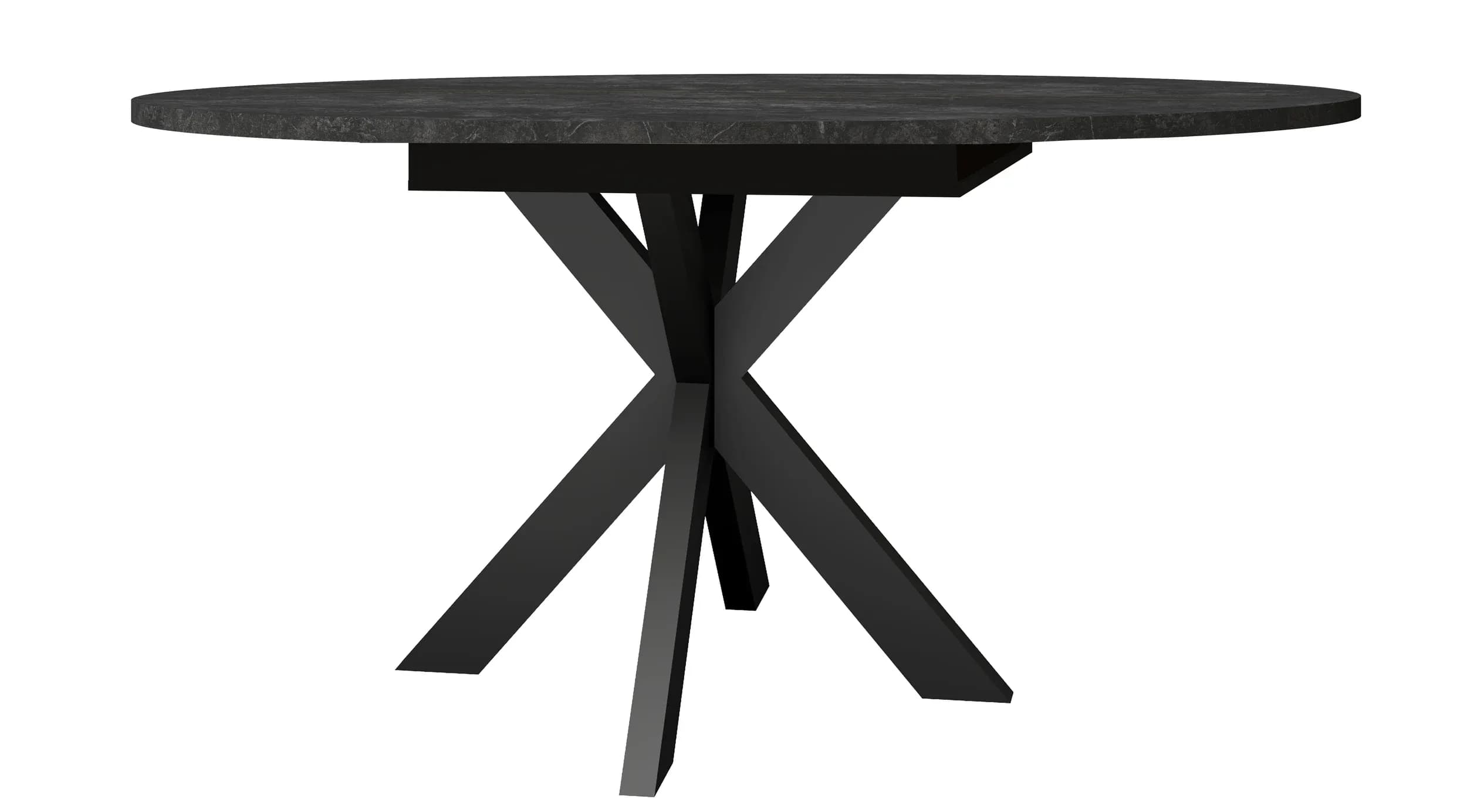 Esstisch - ausziehbar, Ø/H ca. 130x79 cm, Keramikoptik grau, Schwarz