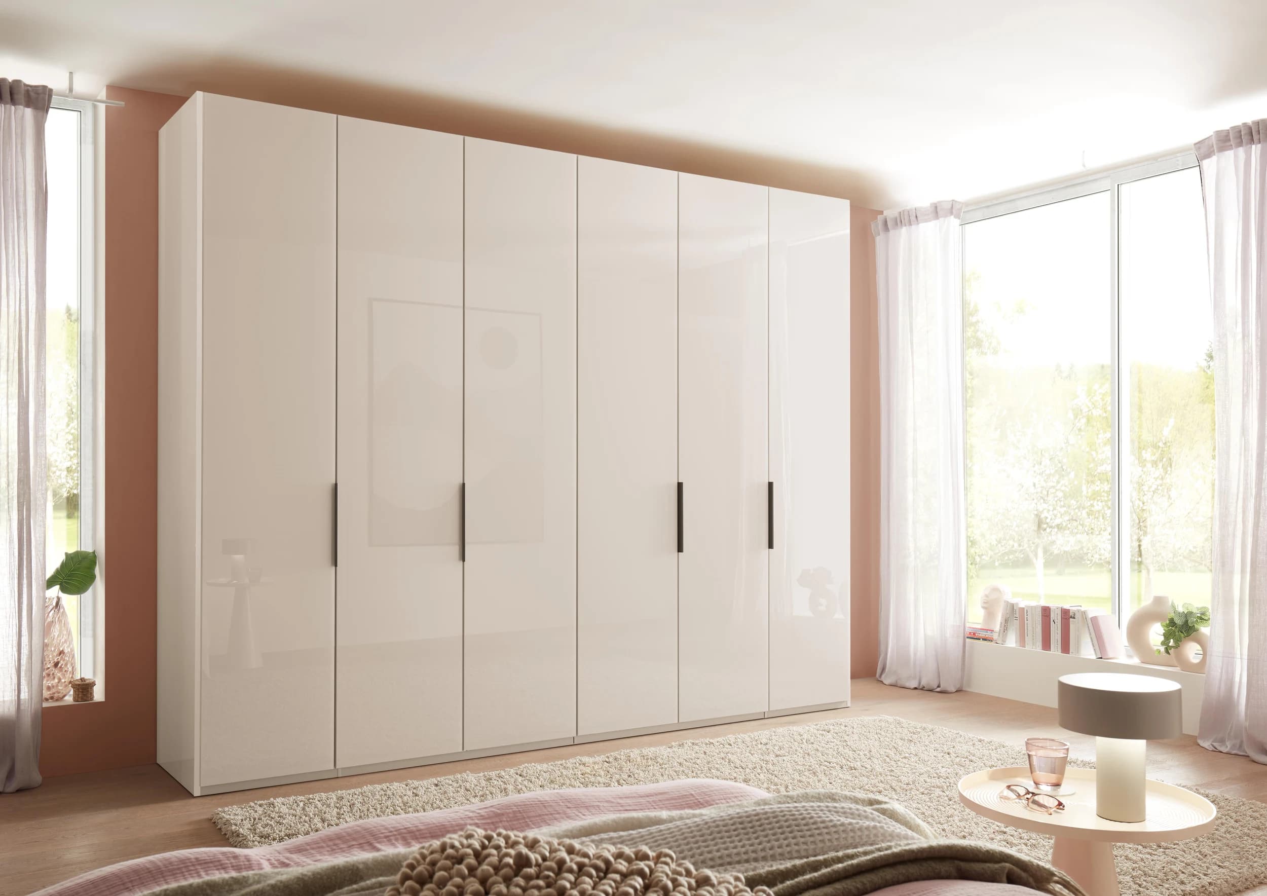Drehtürenschrank - B. ca. 300 cm, Glastüren, Champagner