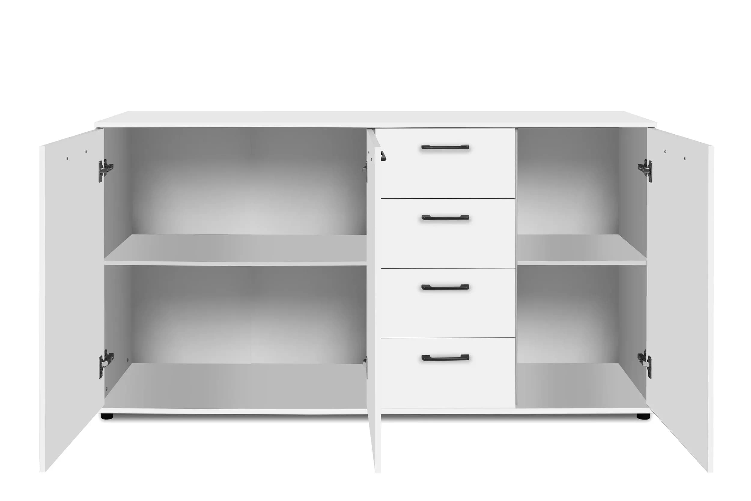 Sideboard- B ca. 160 cm, Weiß, Hochglanz