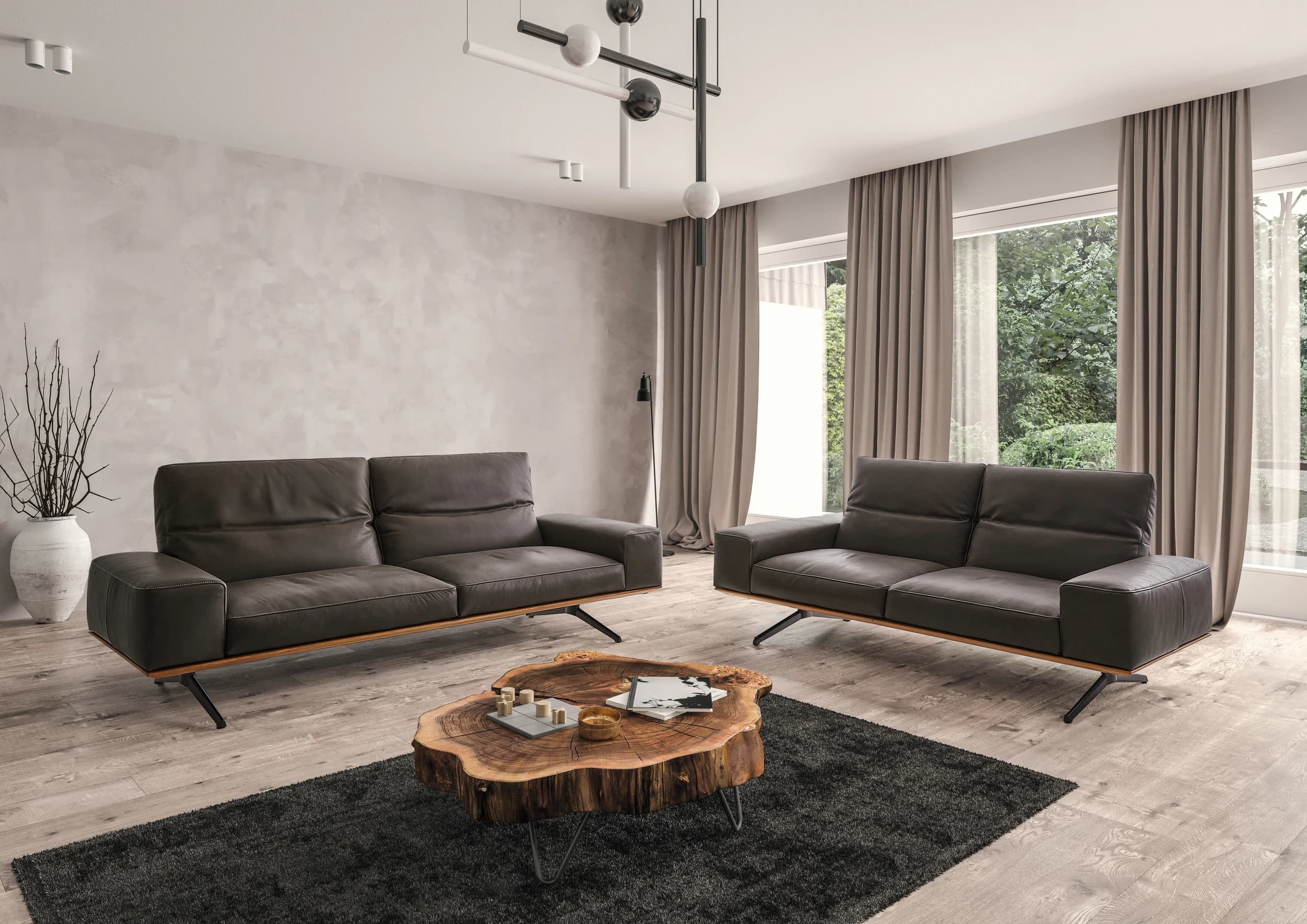 Sofa - 3-Sitzer, Kopfteil/Rückenlehne verstellbar, Leder, Dunkelbraun