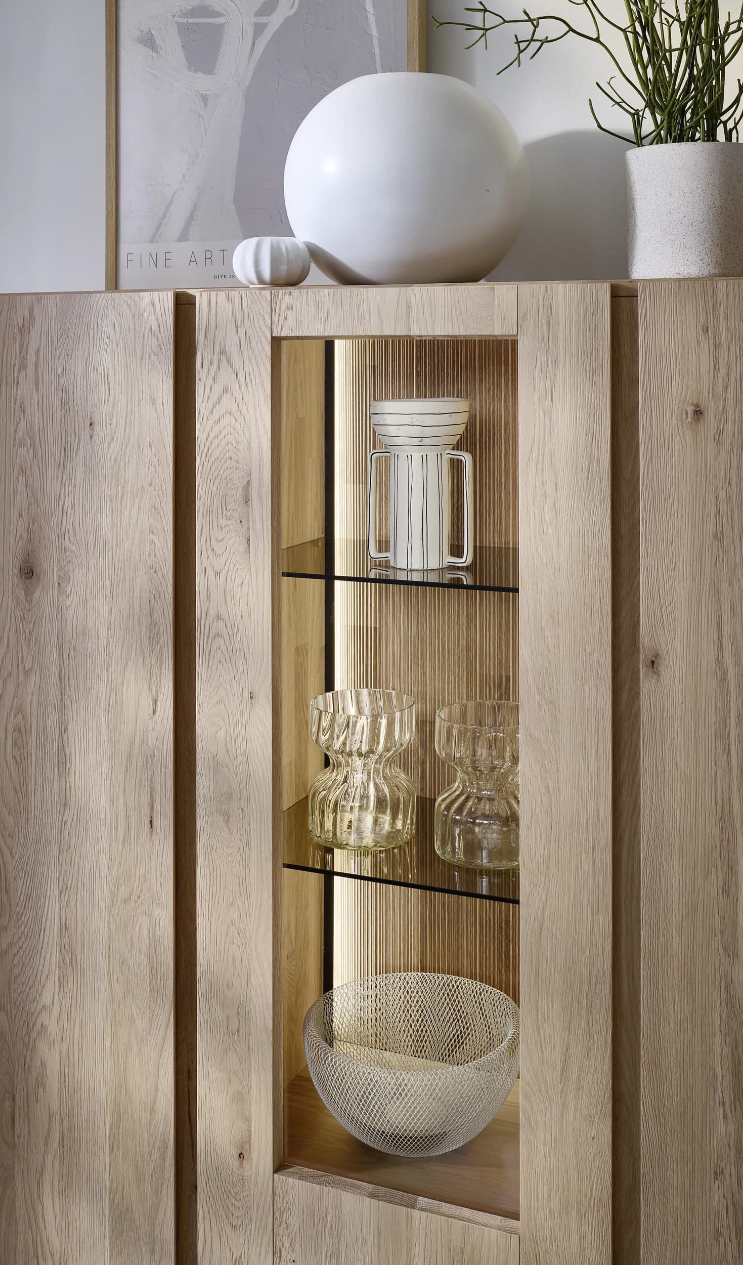 Highboard - Kerneiche massiv, Natur
