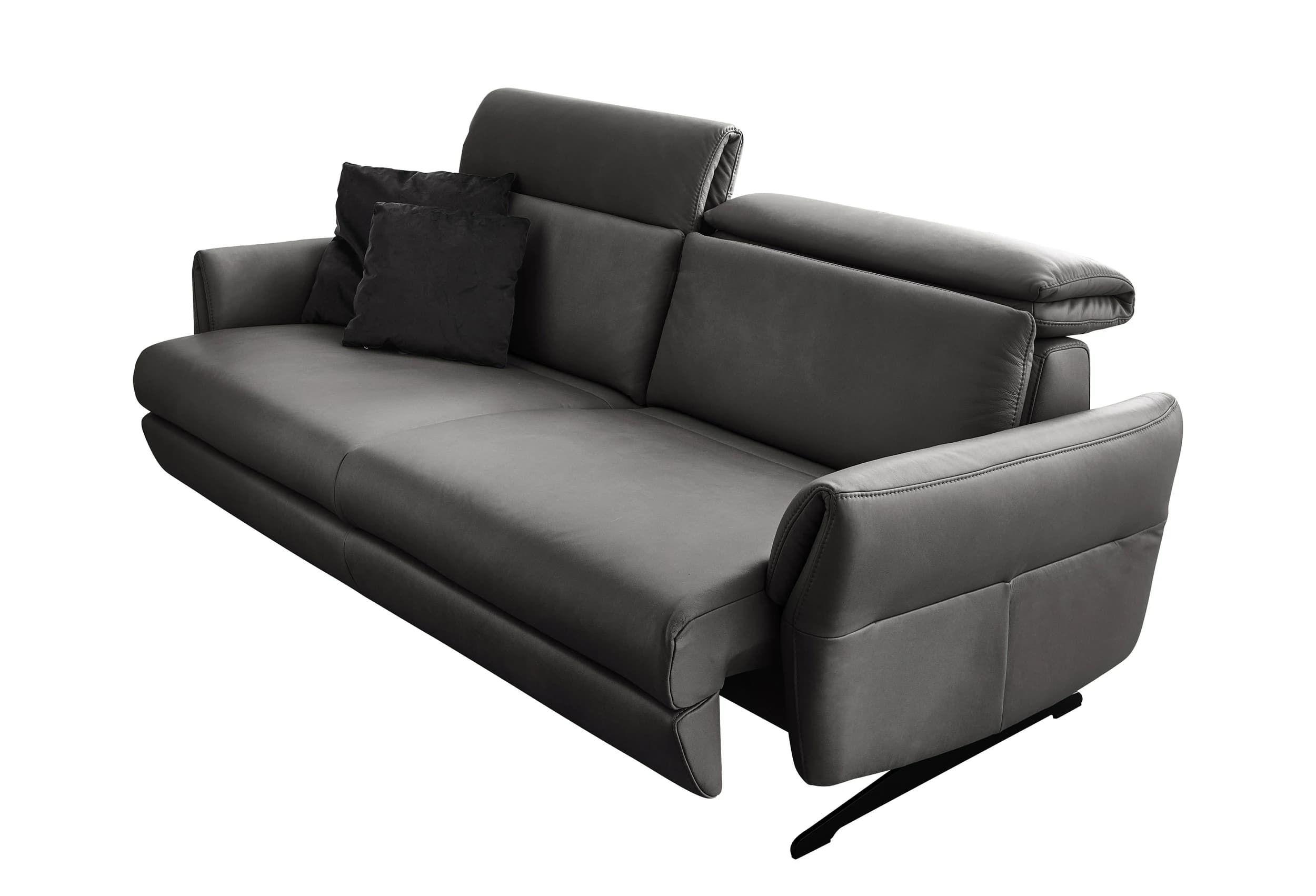 Sofa - 2,5-Sitzer, Kopfteil verstellbar, Sitzvorzug motorisch, Leder, Anthrazit
