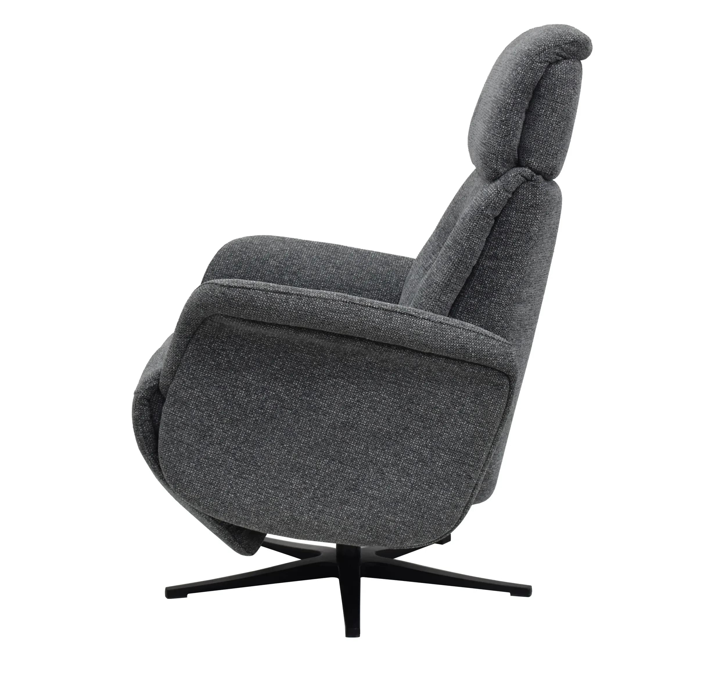 TV-Sessel MARLON - drehbar, Relaxfunktion, Kopfteilverstellung, Stoff, Graublau