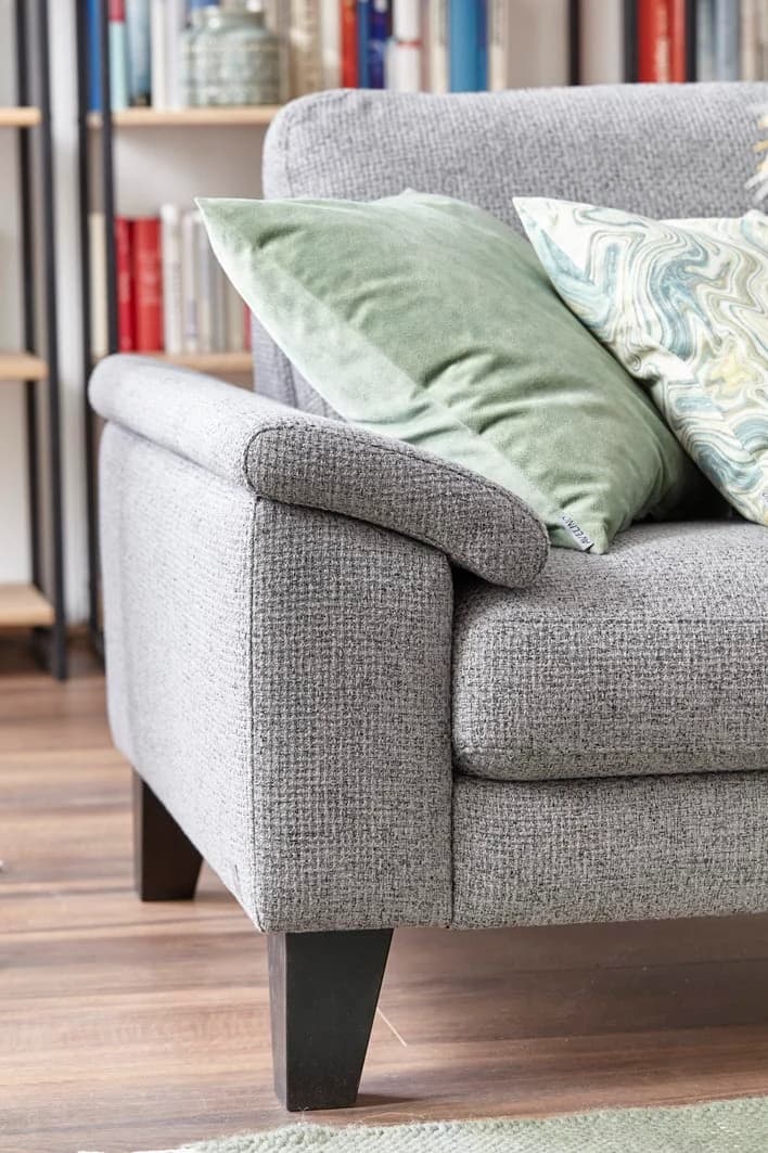 Ecksofa Oviedo - 2,5-Sitzer mit Ecke rechts, Stoff, Grau