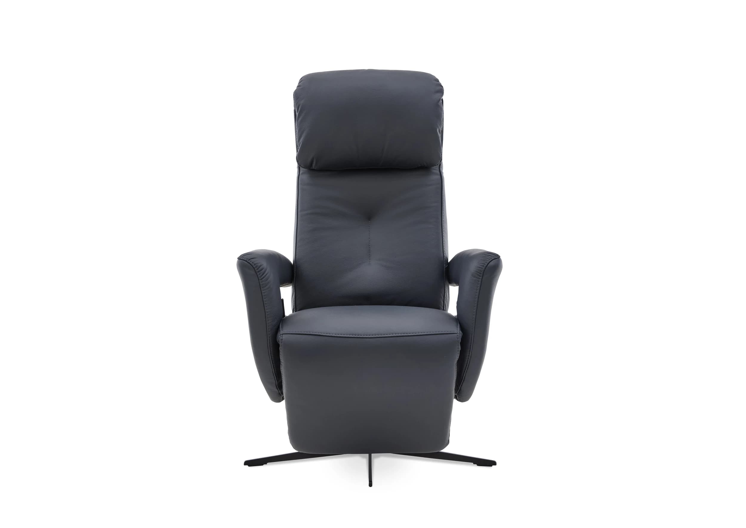 TV-Sessel - Größe M, Relaxfunktion, Kopfteil verstellbar, Leder, Dunkelblau