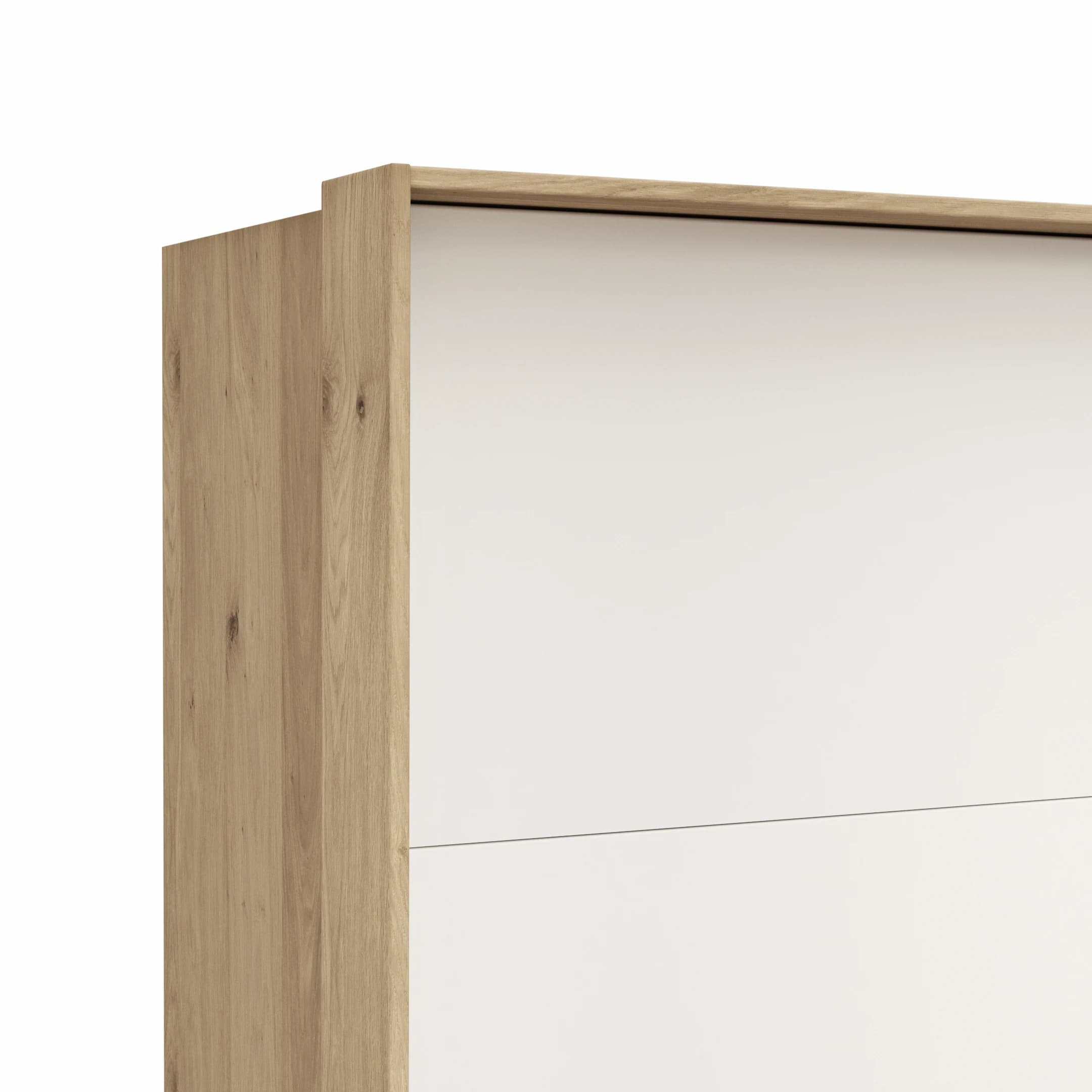 Schwebetürenschrank Viana - B ca. 188 cm, Furnier, Balkeneiche, Weiß