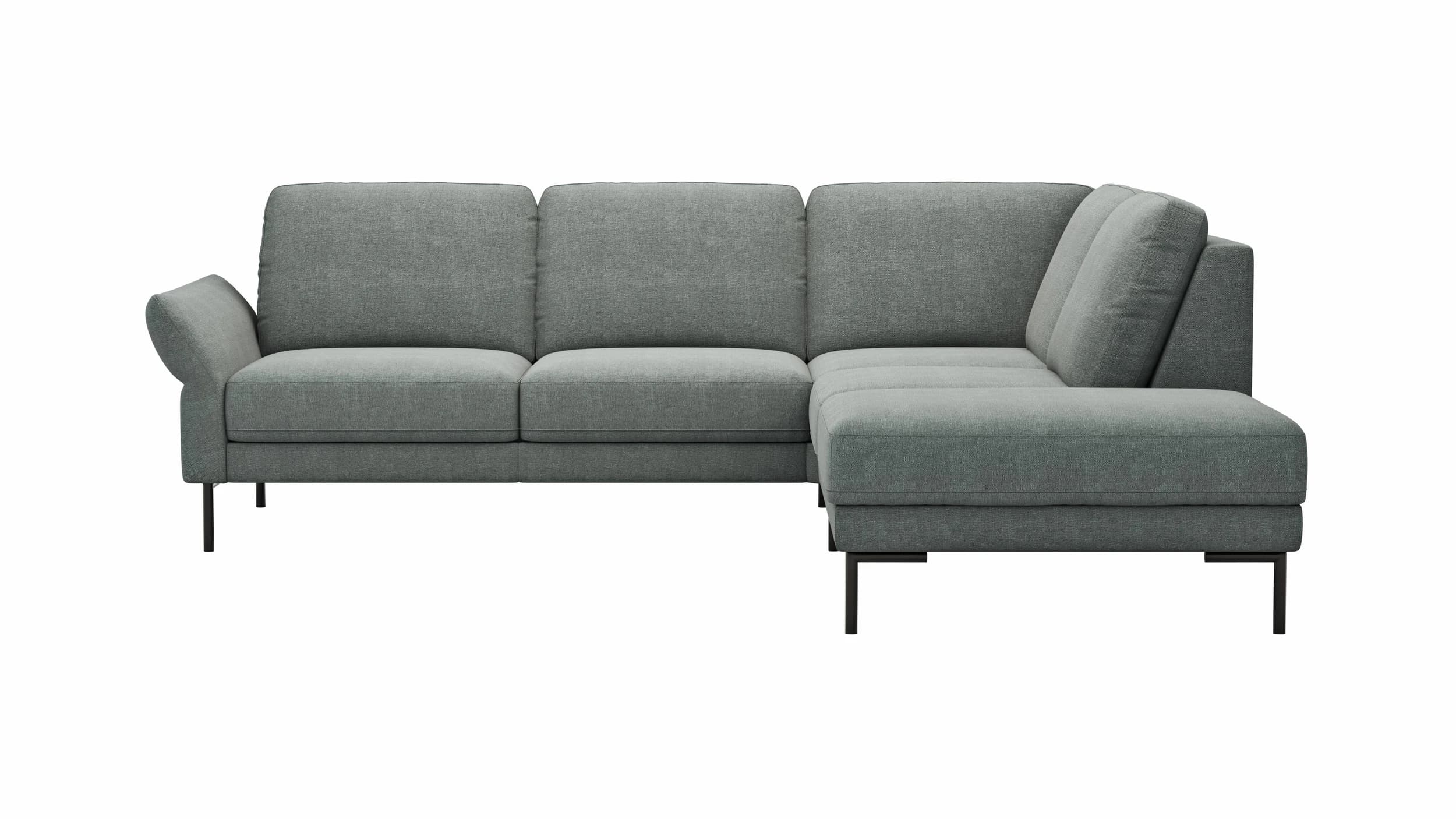 Ecksofa Rockport A - 2,5-Sitzer mit Ecke rechts inkl. Armlehne klappbar, Stoff, Eisblau